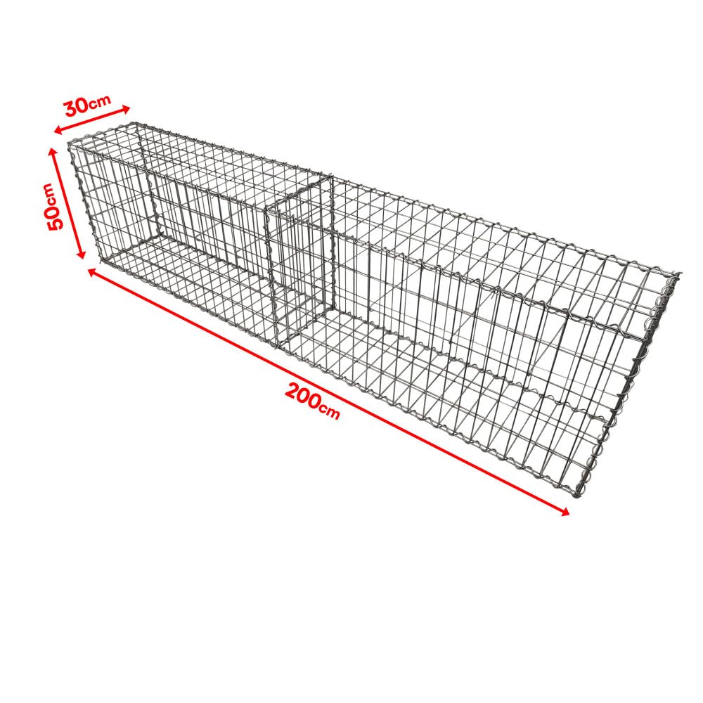Oxeo Gabion Dimensions 200x50x30cm - Mur avec Pierres - Mur de soutènement - Paroi Bordure de Jardin - avec Spirales et entretoises