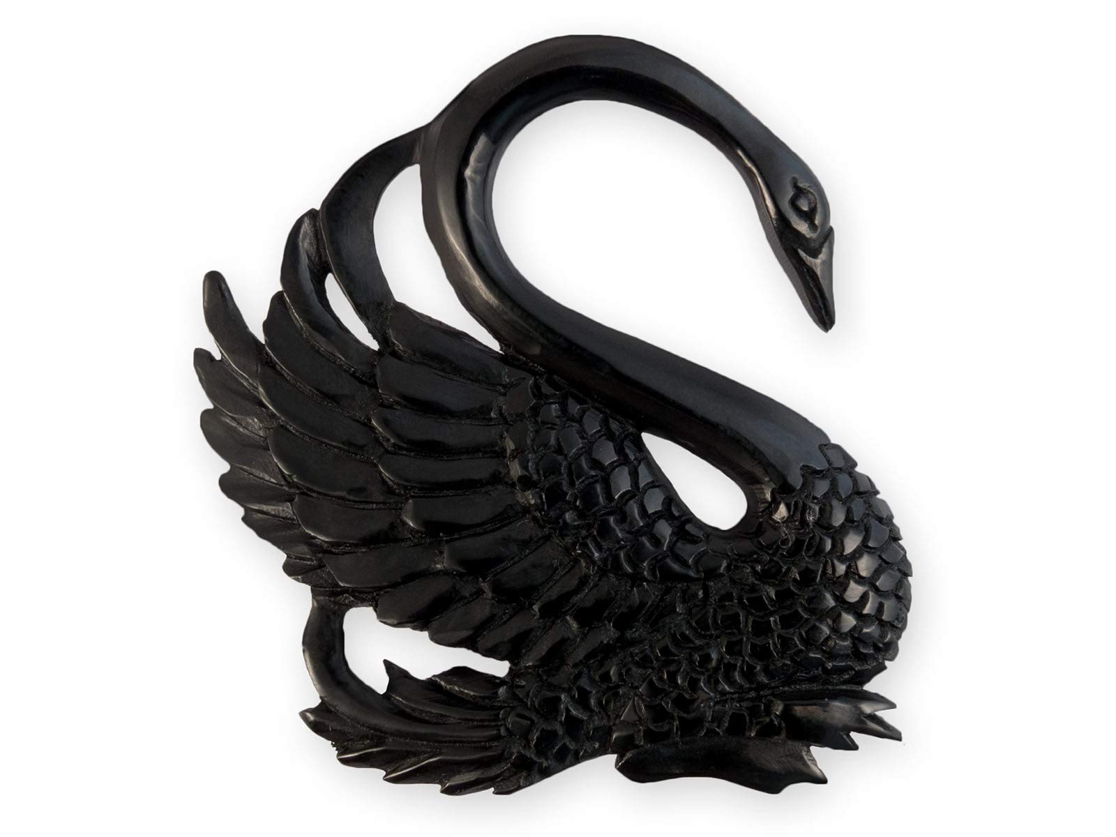 Fly Style Piercing Ohr Expander aus Horn oder Knochen - Schwan Dehnschnecke Dehnspirale Dehnungsschnecke Dehnsichel, Grösse:10 mm (Paar), Farbwahl:schwarz