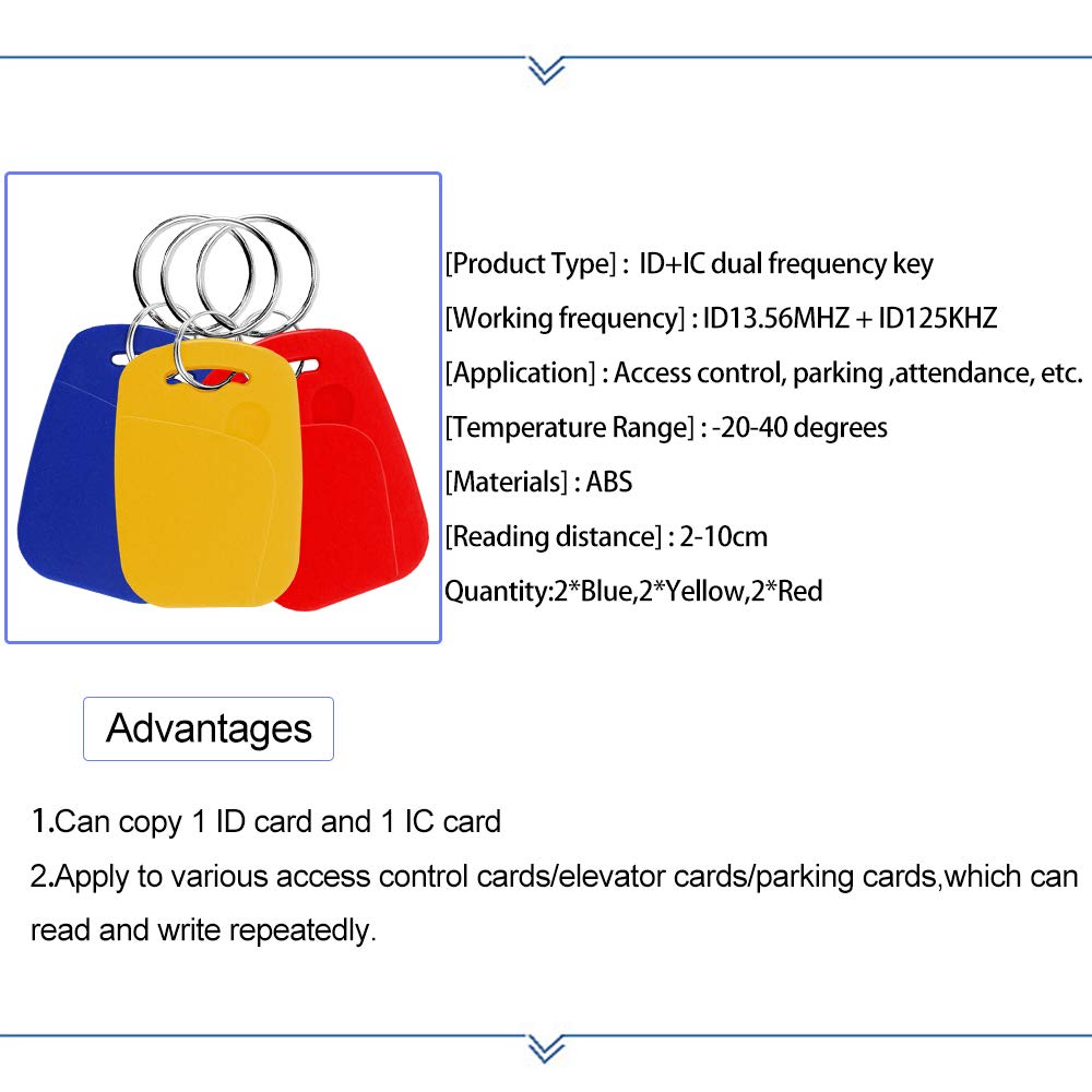 Handheld-RFID-Kartenleser-Kopierer mit Volldecodierungsfunktion IC/ID-Writer Unterstützt Fast alle Leeren Kopierkarten mit 6-Teiligen Zweifrequenzschlüsseln