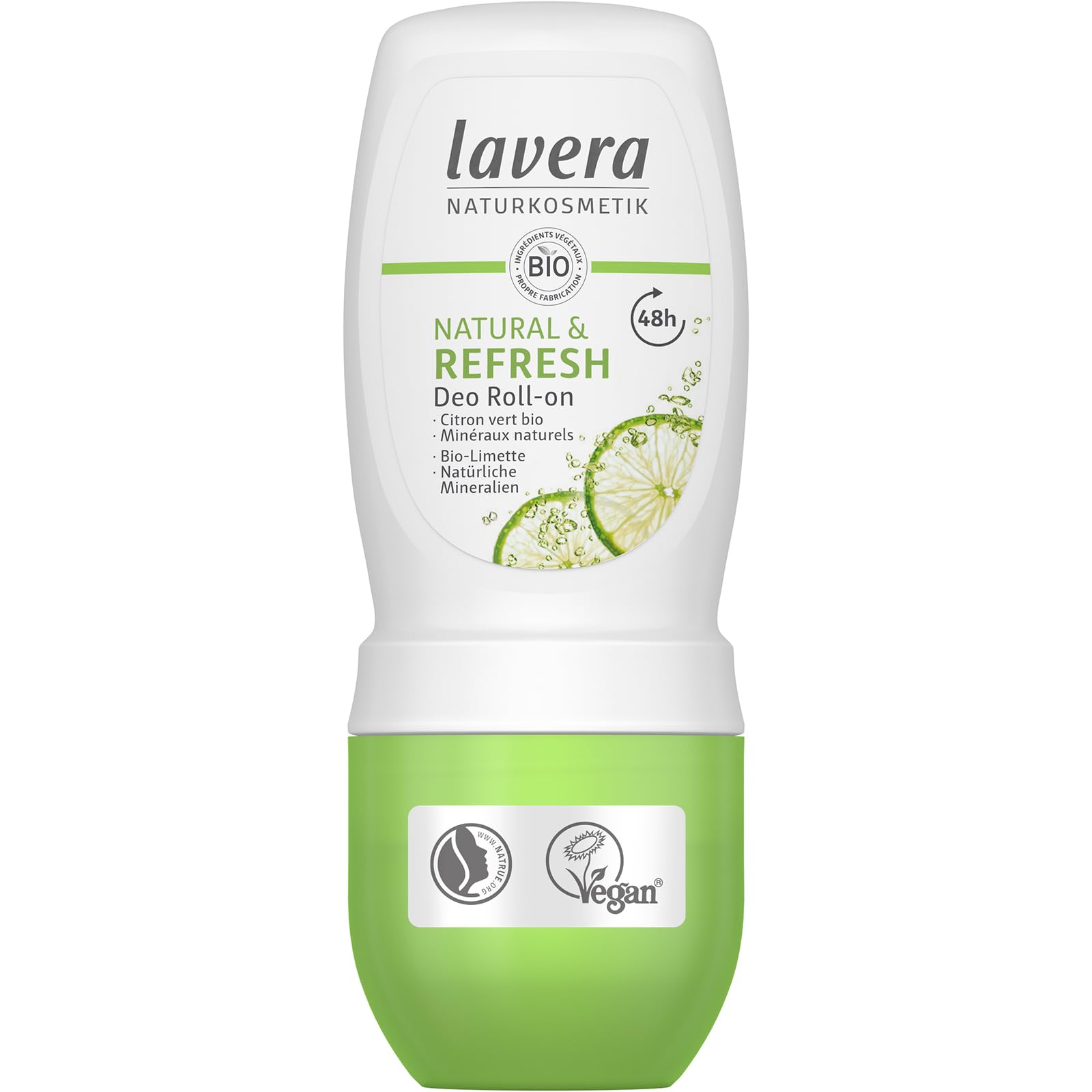 laveraDeo Roll-On Natural & Refresh - Roll On Deodorant for 48h Protection - with Natural Minerals & Lime - Aluminum Free - PETA Certified - Vegan - Made in Germany - 1.7 Fl Oz