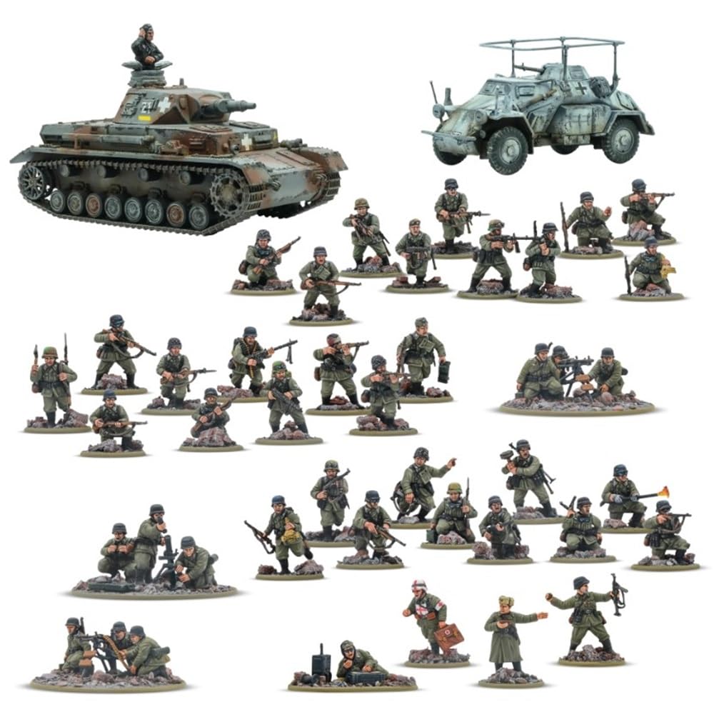 Rattenkrieg - Ejército de iniciación de infantería veterana alemana - Miniaturas a escala de 28 mm para acción de pernos altamente detalladas en miniaturas de la Segunda Guerra Mundial