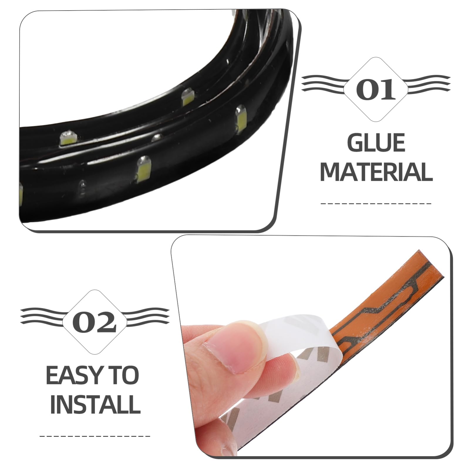 Alipis 4pcs LED Car Interior Lights Strip Lights for Car Decoration Easy Installation with Adhesive Tape