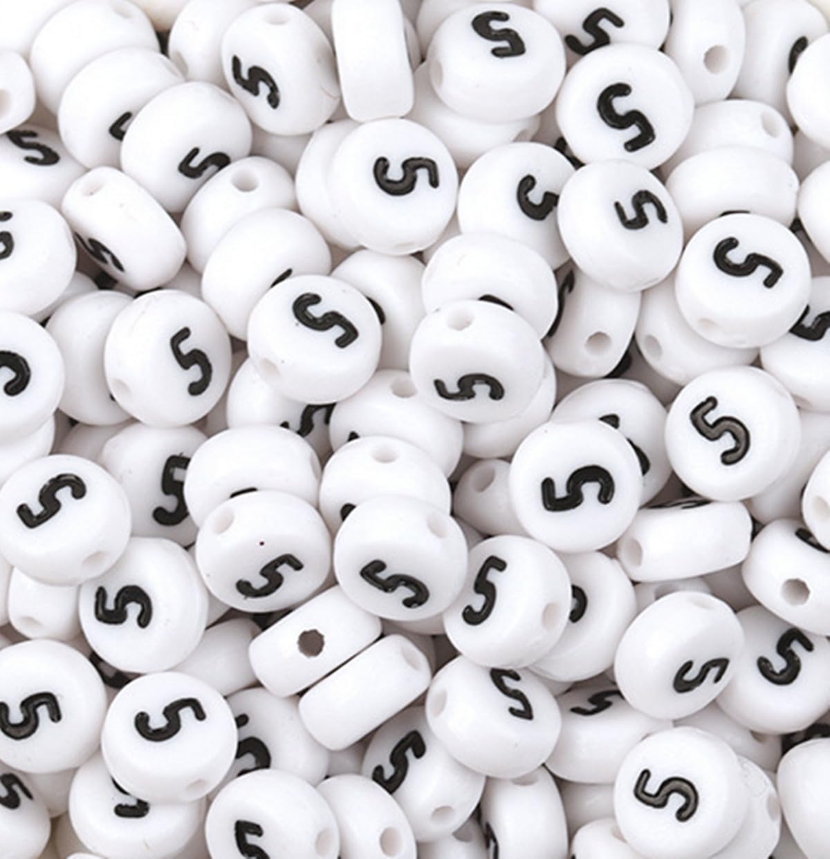 100PCS Number Beads 4x7mm Acrylic Number Beads White Round Number 5 Beads for Jewelry Making DIY Bracelets Necklaces Key Chains(Number 5-100PCS)