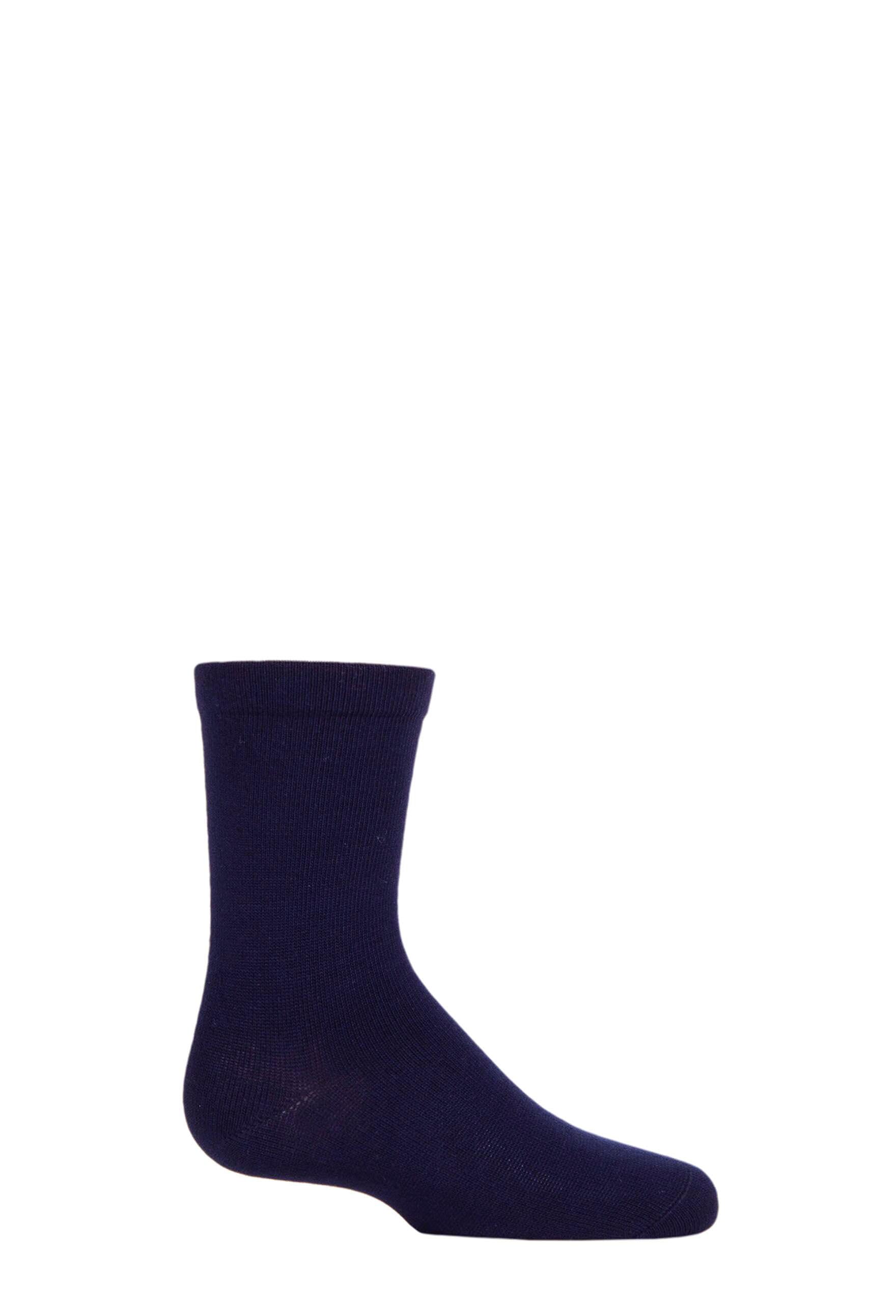 SockShop Kids Plain Mid-Weight Bamboo Socks with Comfort Cuff and Smooth Toe Seams Pack of 1 Navy 12.5-3.5