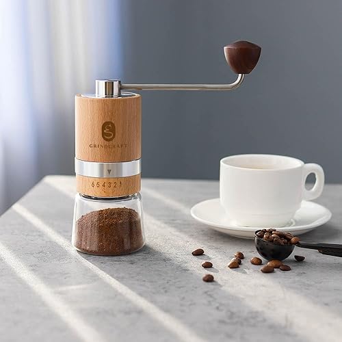 Miniatura 2 de Molinillo de café manual de alta calidad, fabricado con madera de haya real molinillo de café de mano con molino de rebabas de acero inoxidable