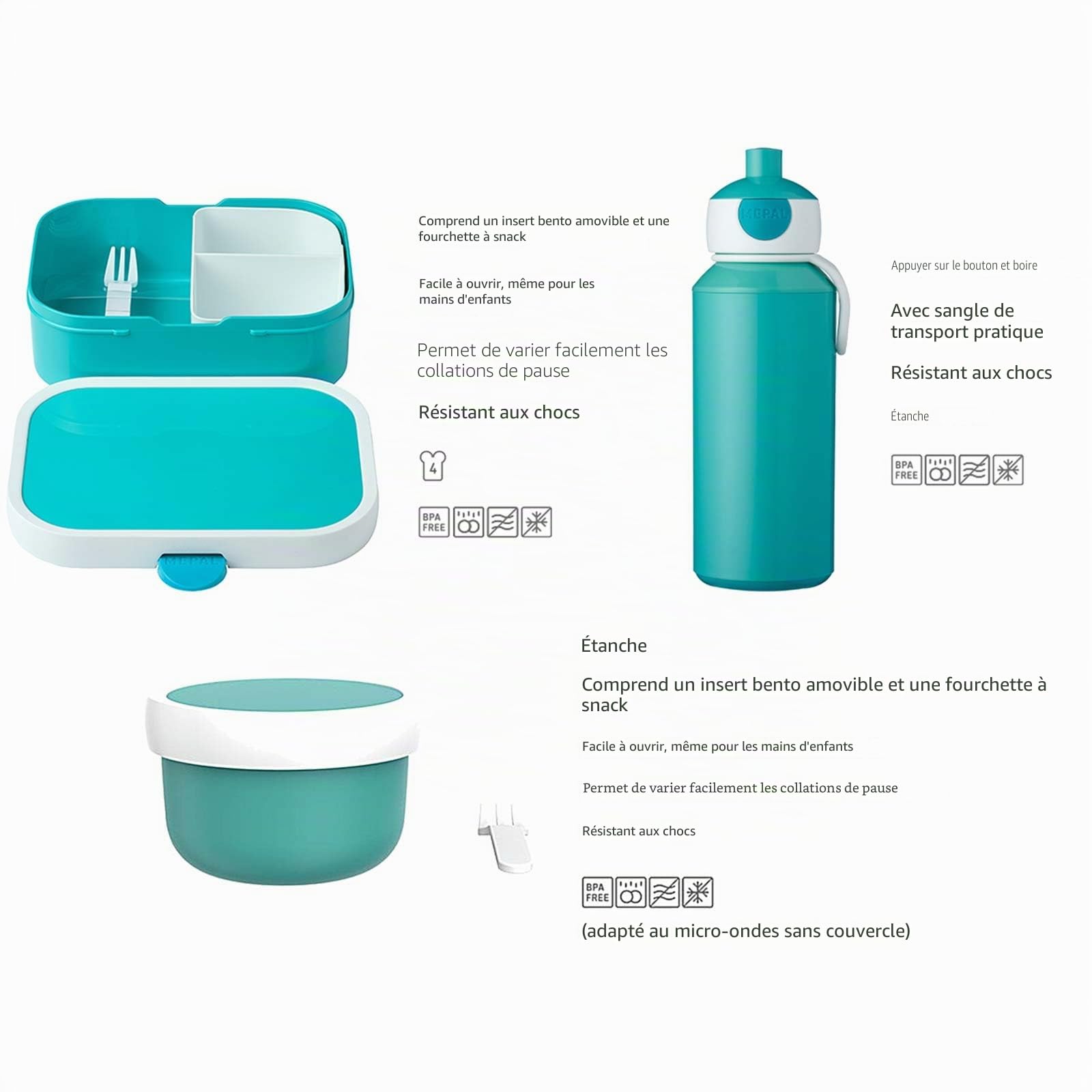 Mepal - Set Déjeuner Campus - Set de Déjeuner Enfants, Bouteille Pop-up, Panier-repas et Boîte à Fruits - pour L'école - Lavable au Lave-Vaisselle - 400 plus 750 plus 300 ml - Paw Patrol Girls