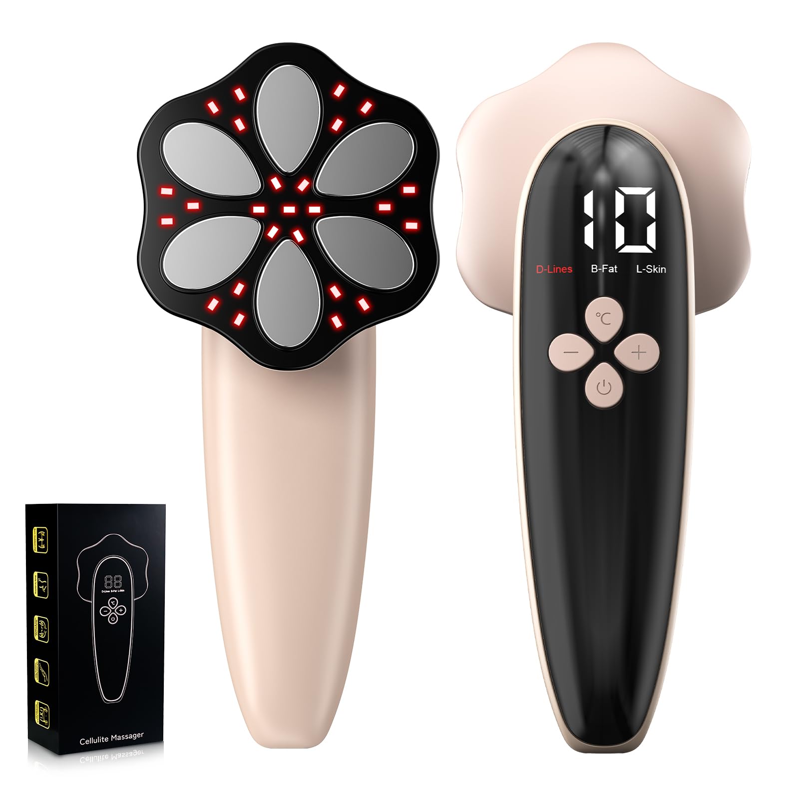 Masaje Anti Celulitis Masajeador, Aparato Anti Celulitis, 3 en 1 Masajeador Anticelulítico Profesional Portátiles Para el Tamaño, Vientre, Nalgas, Brazosy Piernas, Unise, Efecto lifting y reafirmante