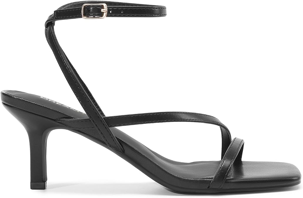 DREAM PAIRS Women's Low Kitten Heels Strappy Sandals