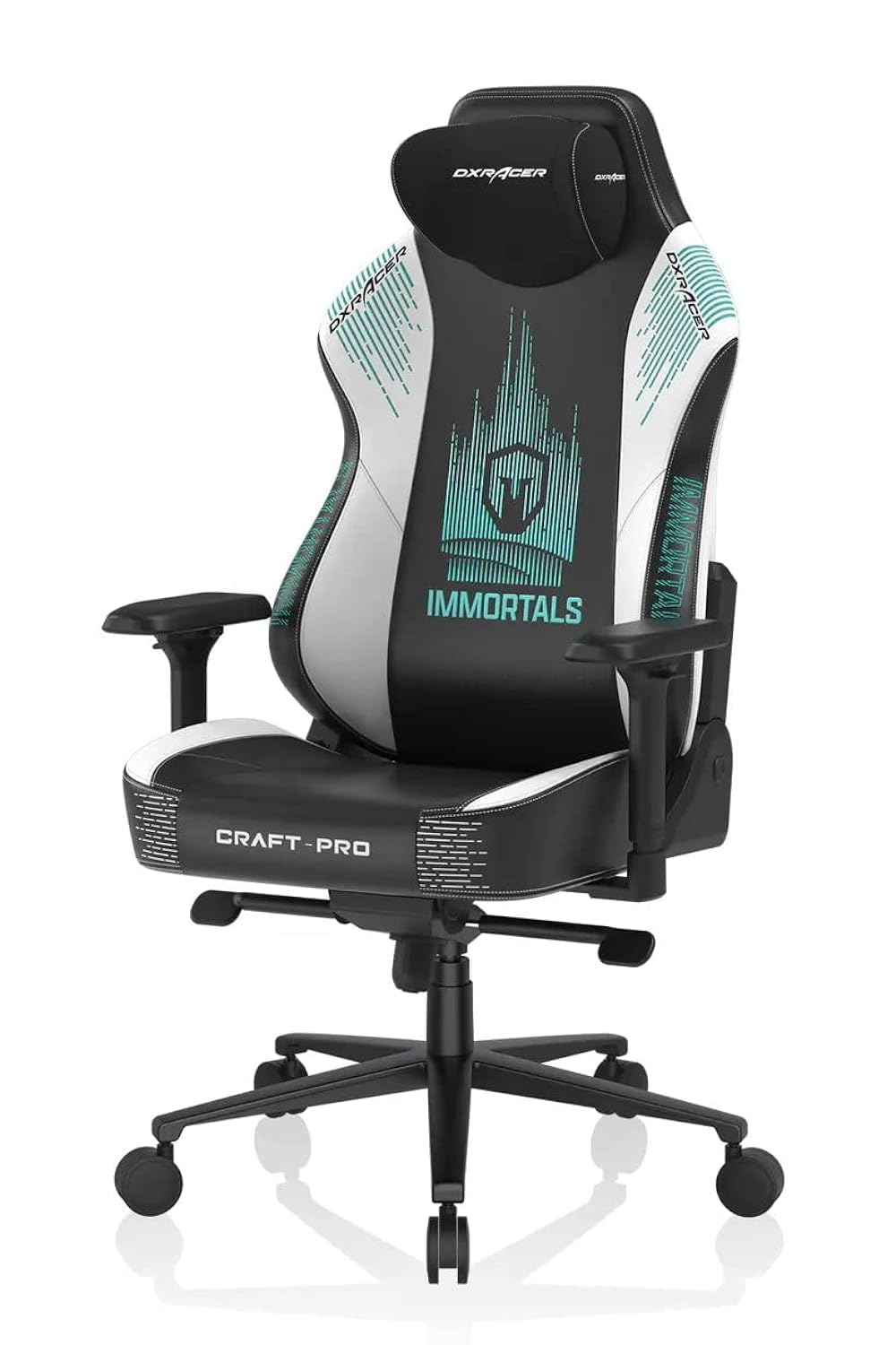 DXRacer Craft Pro - Immortals Edition Gaming Chair, Extra Wide And Thick Seat Cushion, Adjustable Armrests, Anti-Pinch Hand Protective Cover, Memory Foam Headrest - Black & White