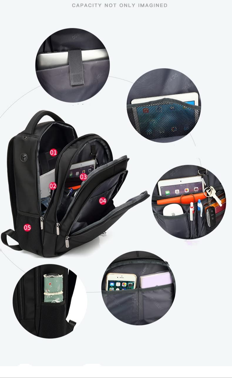 Zaino Zaino per Laptop, Anti-Theft Business Travel Work Computer Zaino con Porta di Ricarica USB, per Adatti A 15.6 Pollici Laptop