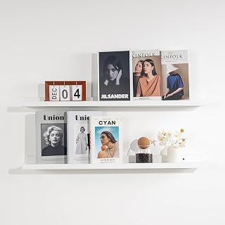 NEXHOME PRO Floating Shelves for Wall Set of 2,36 Inches Picture Ledge Shelf, Kids Bookshelf Wall Mounted for Living Room Bedroom Bathroom Kitchen, Easy Install,White