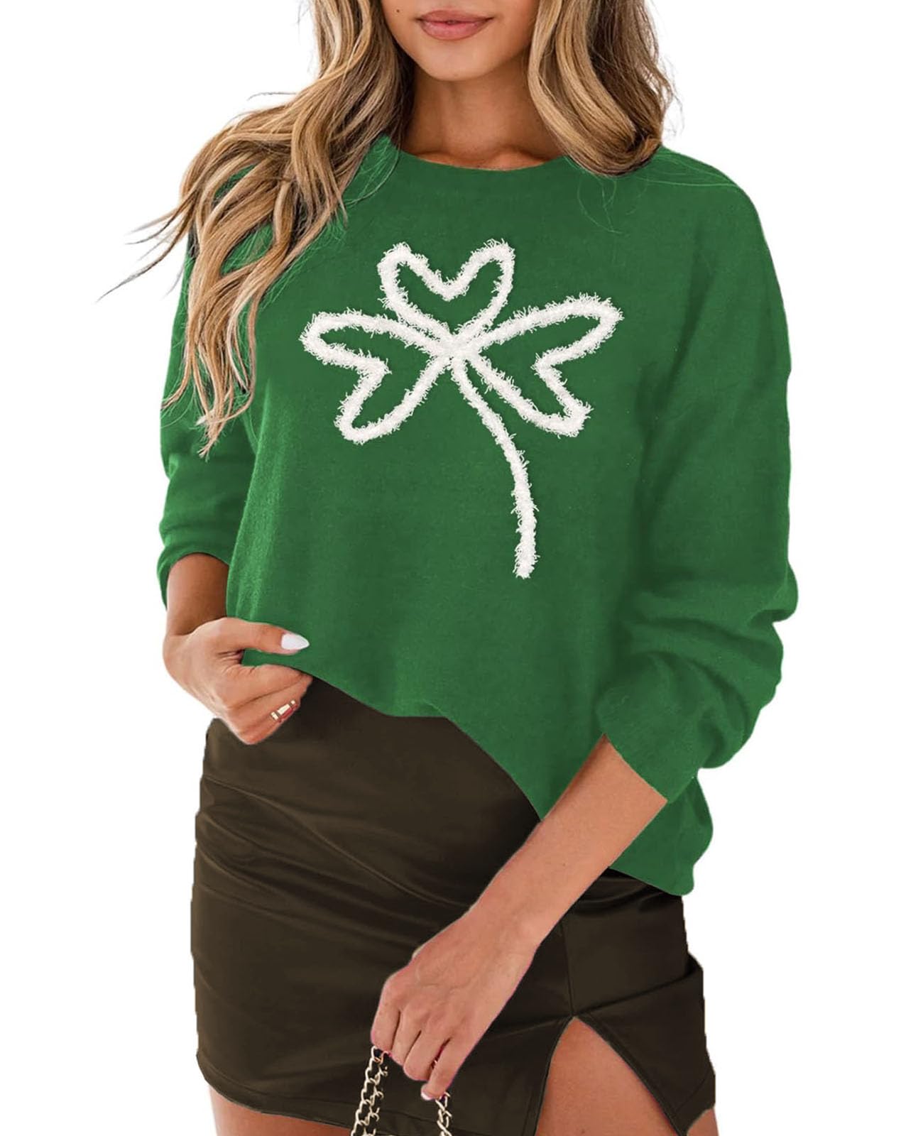 SELINK Women's Holiday Sweater Crew Neck Print Casual Long Sleeve Pullover