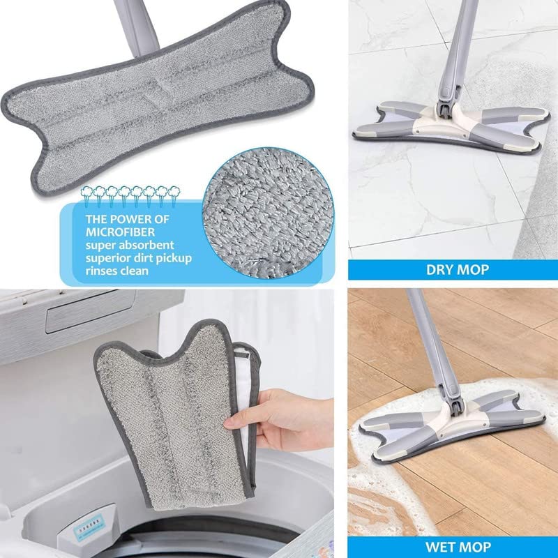 Image of Drumstone (10 Years Warranty) X-Type Microfiber Mop for Floor Cleaning, Hand-Free Wash Self Wringing Flat Mop, 360 Degree Dry /Wet Mop for Home Kitchen Hardwood Laminate Wood Tile Floors
