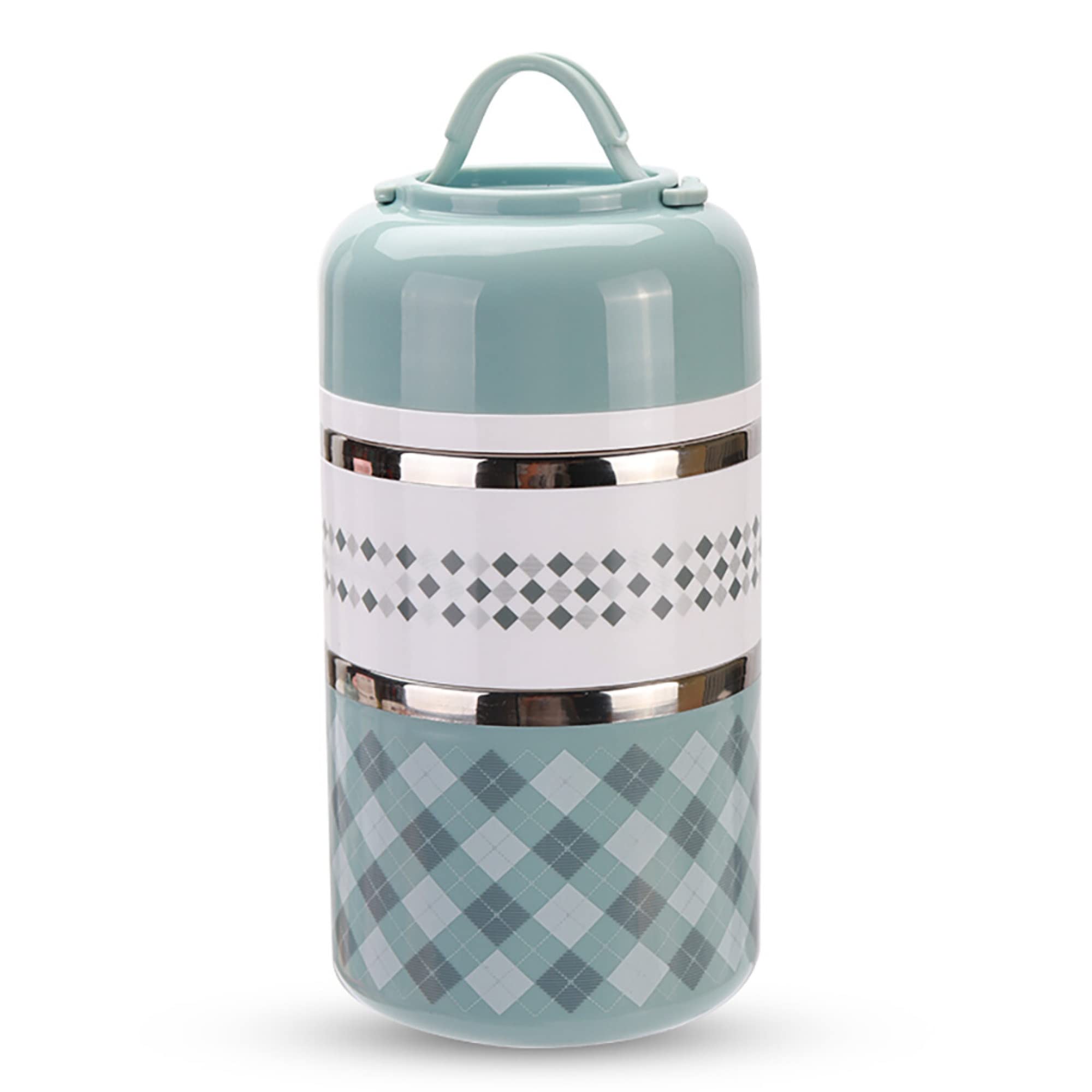 bwh Fiambrera térmica Acero Inoxidable Fiambrera Bento de 2 Niveles Contenedores PortáTiles de Almacenamiento de Alimentos para NiñOs Adultos Escuela Oficina Trabajo Hogar Picnic