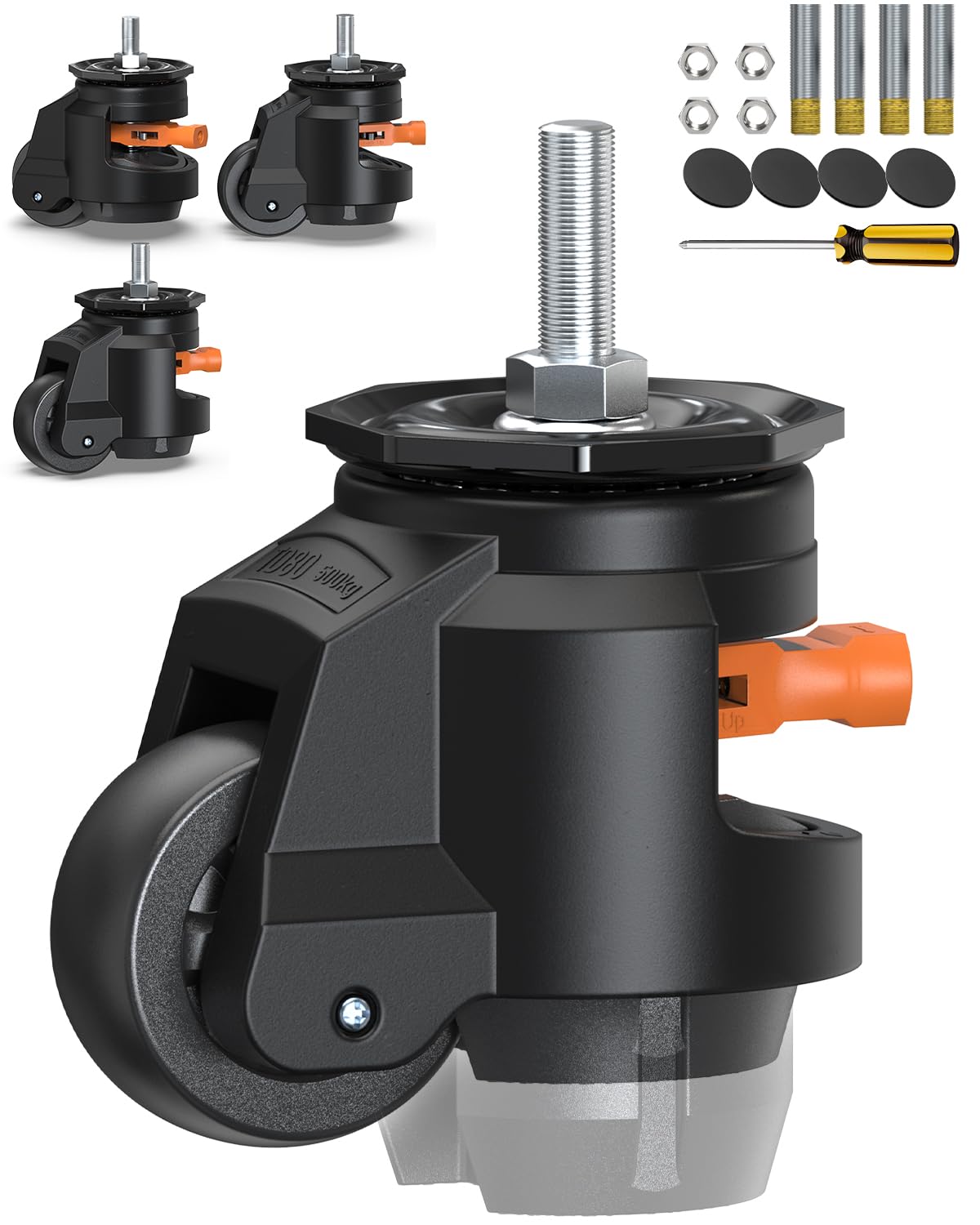 HOLKIE Heavy Duty Leveling Stem Casters - Set of 4 -14 HOLKIE Heavy Duty Leveling Stem Casters - Set of 4 -14