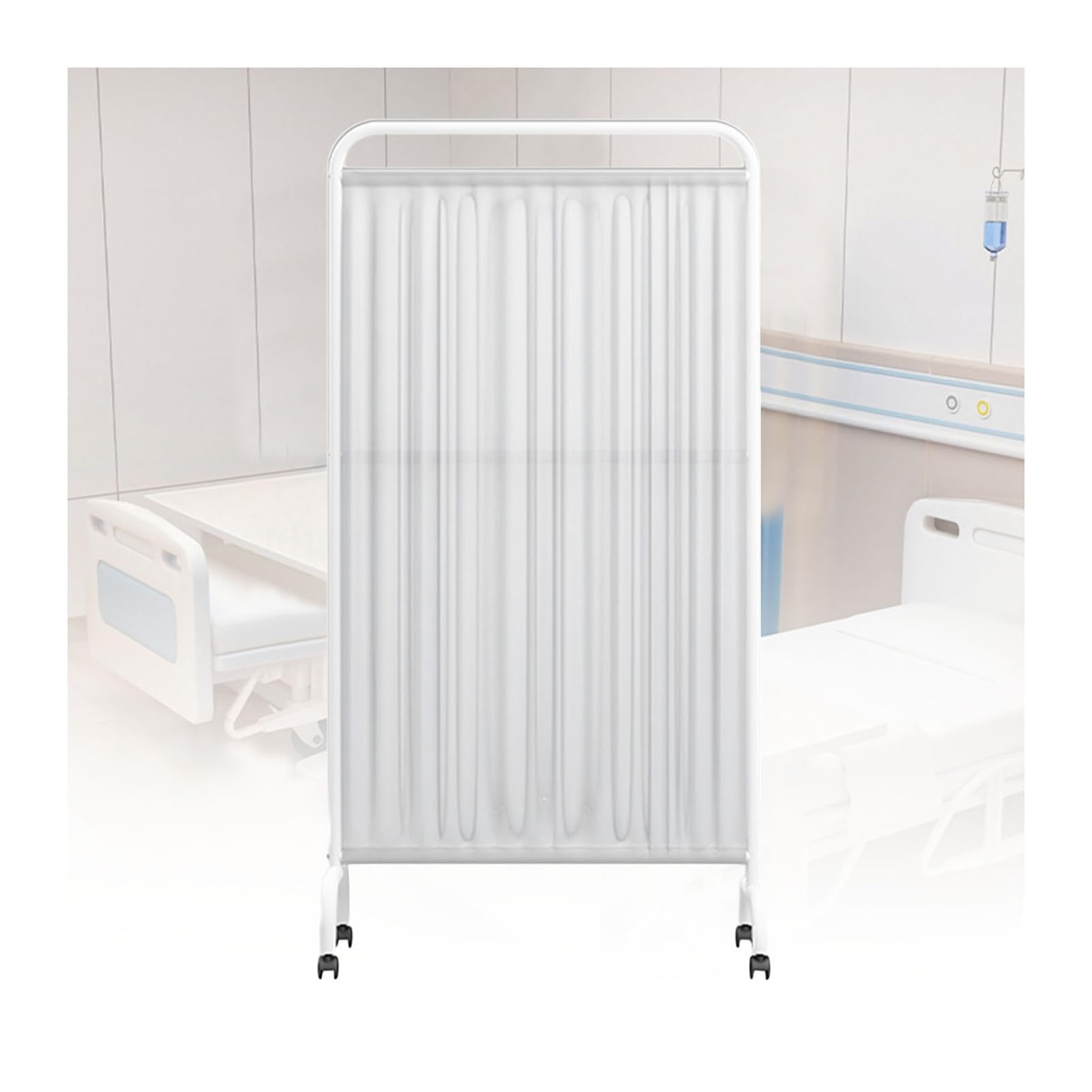 Paravent médical pliable et roulant séparateur de pièce en tissu lavable pour centres de soins