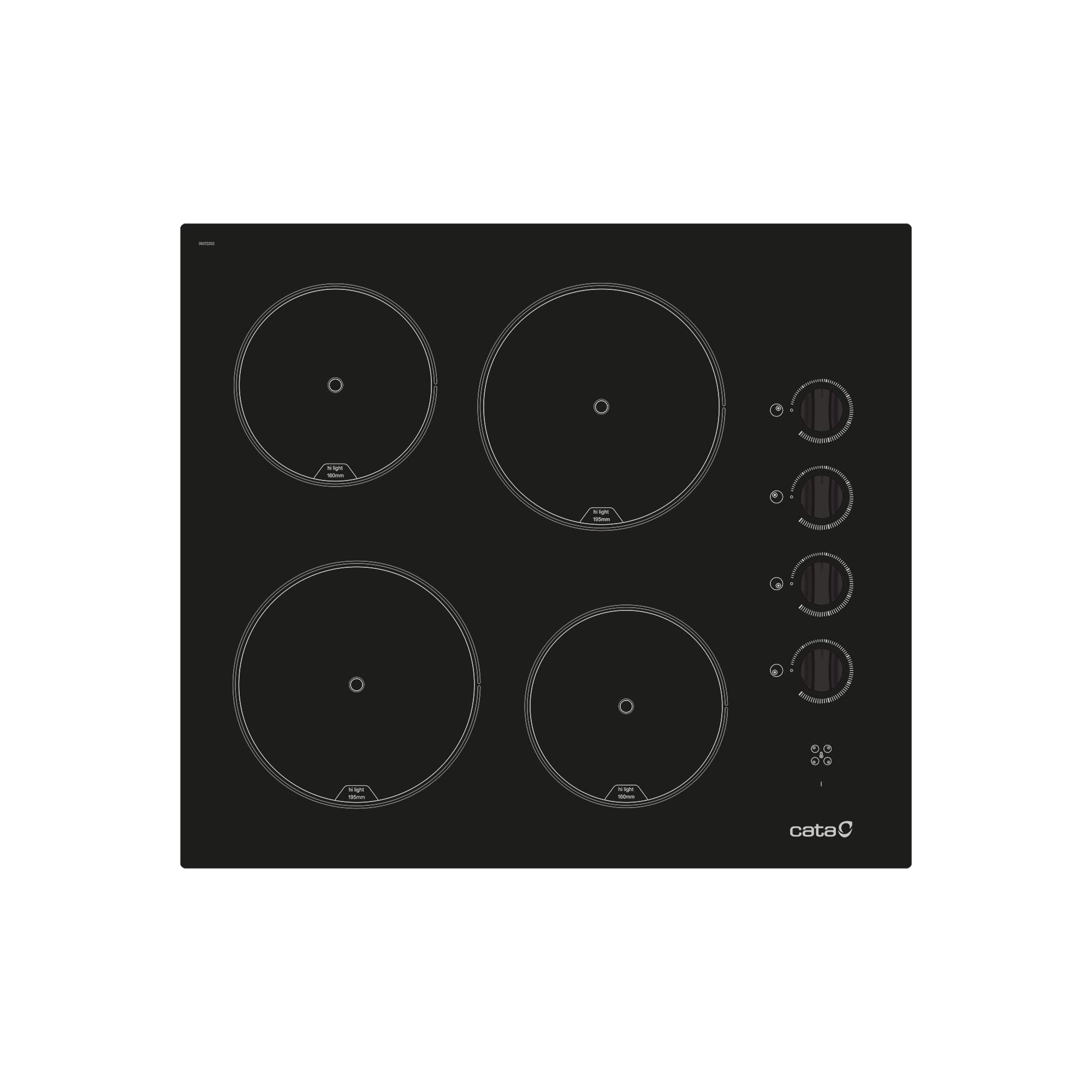 Cata Schwarz 604 Hvi Glaskeramikkochfeld Farbe 4 Kochzonen High Light 9 Leistungsstufen Einstellbar Mechanische Steuerung Leistung 6Kw Breite 59 Cm