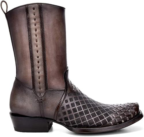 Cuadra Bota Hombre en Piel Genuina con Cremallera Negra