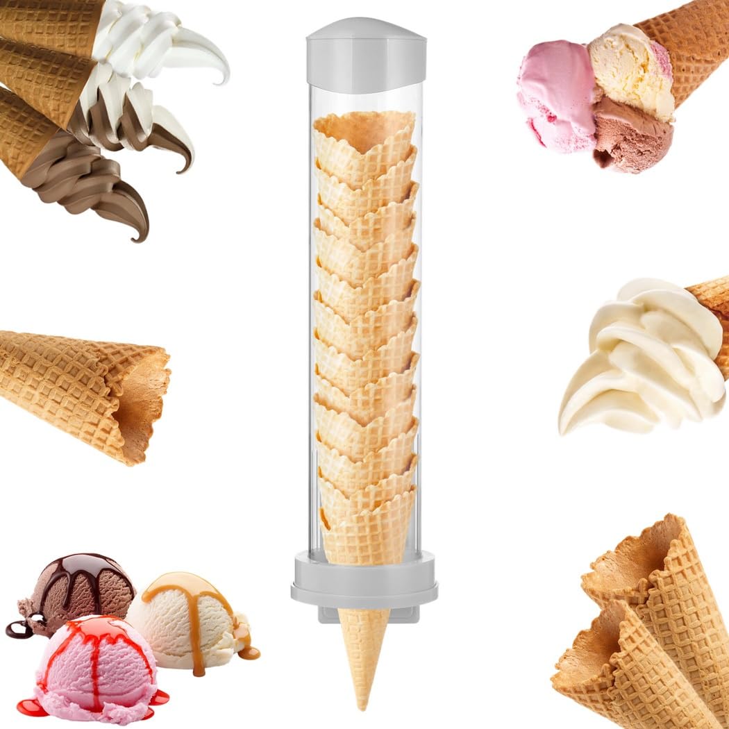 Waffelspender, Kunststoff, 40,6 x 8,4 cm, Aufbewahrungsröhre mit magnetischen und selbstklebenden Montageplatten für Eistüten