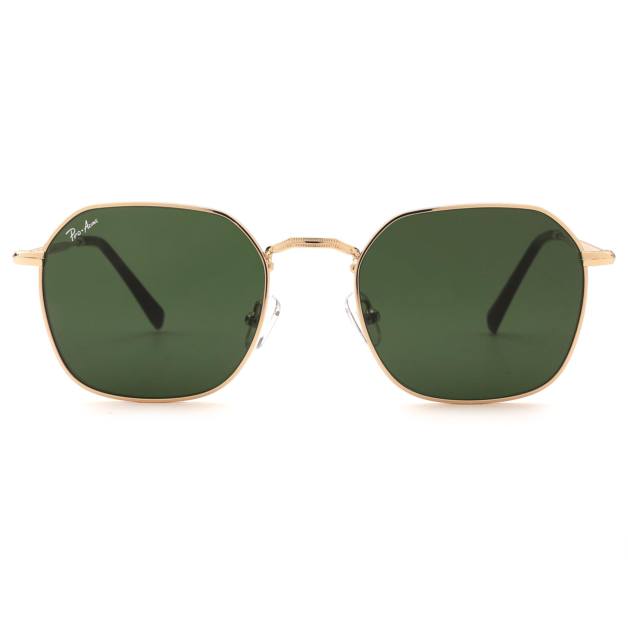 Pro Acme Classic Sunglasses for Women Men Hexagonal Flat Metal Frame Trendy Square Shades Sunglasses 100% Real Glass Lens