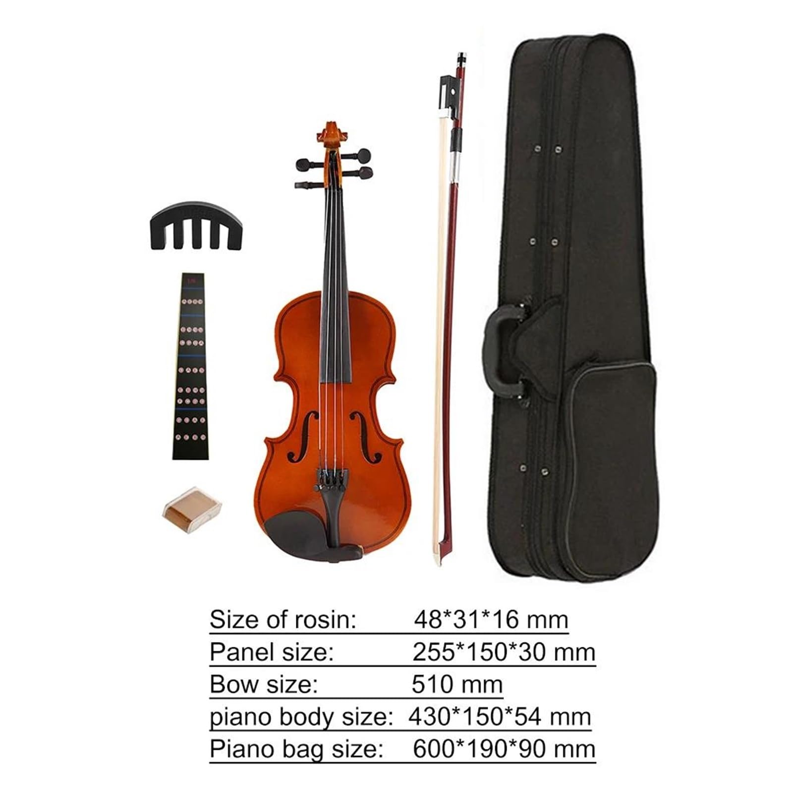 Kit Di Violino Professionale Violino 4/4 Violino Professionale In Legno Massello Con Accordatore Per Arco Strage Box Accessori Per Strumenti Musicali(Brown)