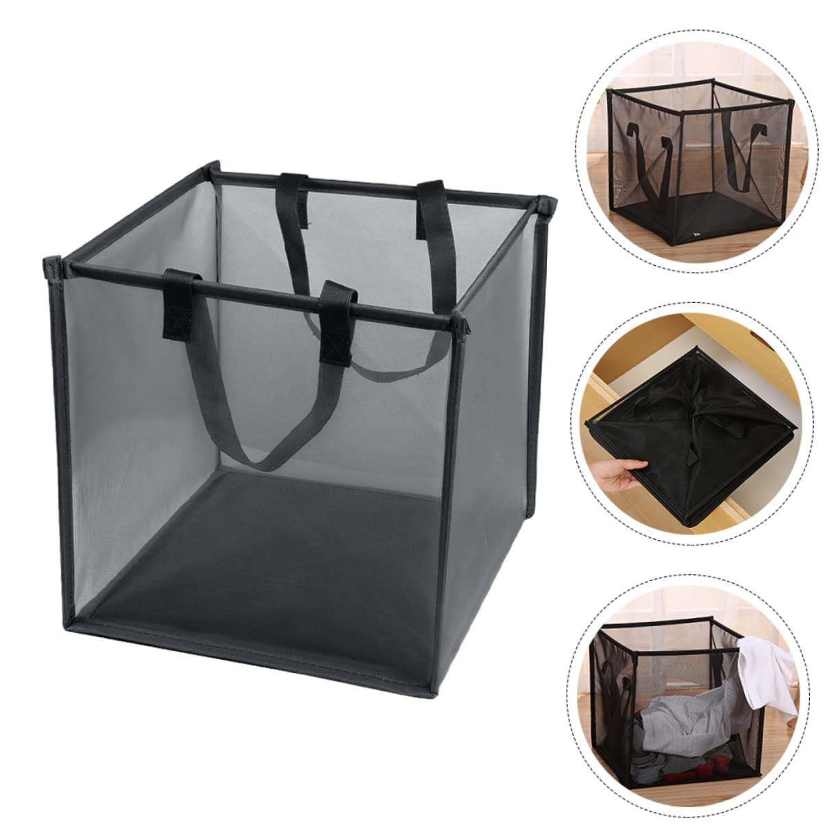 Cabilock Mesh Laundry Hamper Portable Storage Basket for Clothes Breathable Design for Bedroom Bathroom College and More Space-saving Organizer