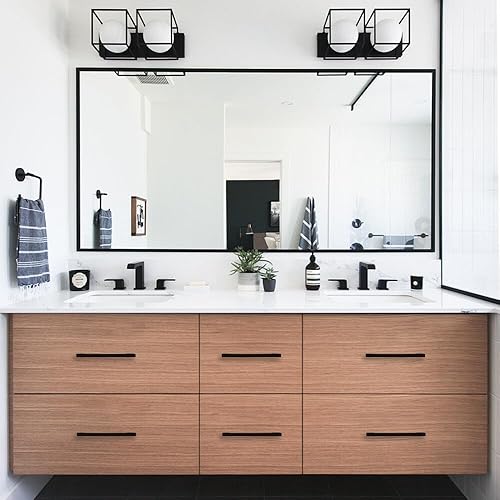 Miniatura 6 de FURFITT Paquete de 10 tiradores de gabinete color negro mate de 6-14 pulgadas (6.299 in) entre agujeros centrales de aleación de zinc maciza,