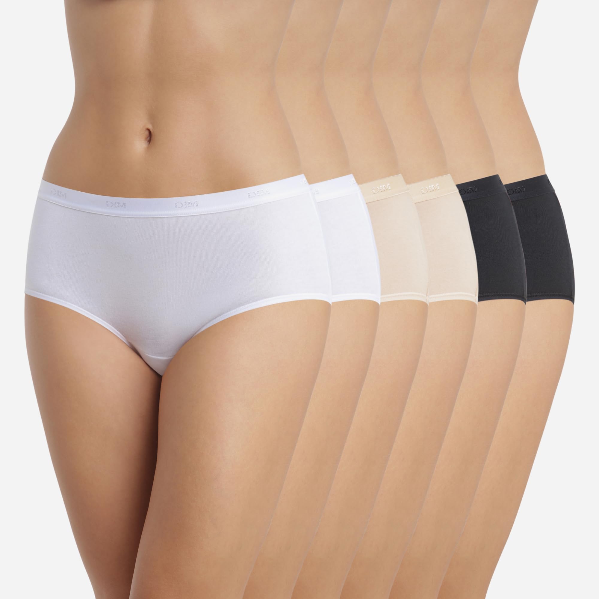 DIM Boxer Femme Lot de 6 | Les Pockets Ecodim Coton Confortable & Doux | Ceinture Invisible | Finitions Extra Plates | Multicolore