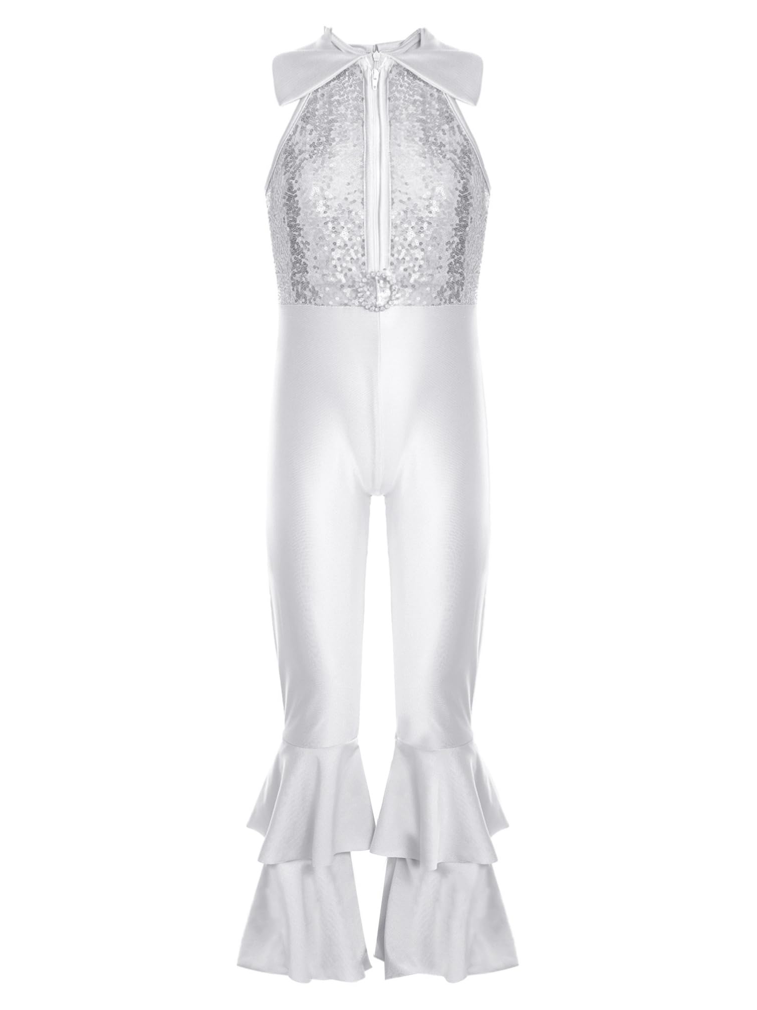 TiaoBug Mono Largo Con Lentejuelas Brillantes Para Niña Maillot De Gimnasia Deportiva Sin Manga Disfraz De Discoteca Hippie De Los Años 70 Y 80 Ropa De Baile