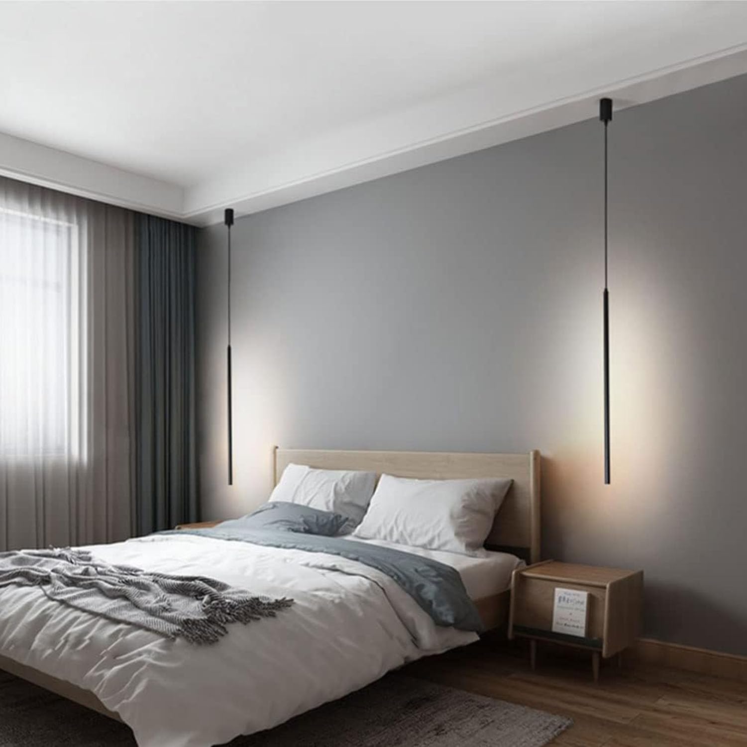 Pendelleuchte Metall, Warmweiß für Wohnzimmer, Schwarz, 120cm | Warmweißes Licht (2700K) für Gemütlichkeit. Höhenverstellbar. Moderner Zylinder für Kücheninsel, Esstisch, Schlafzimmer