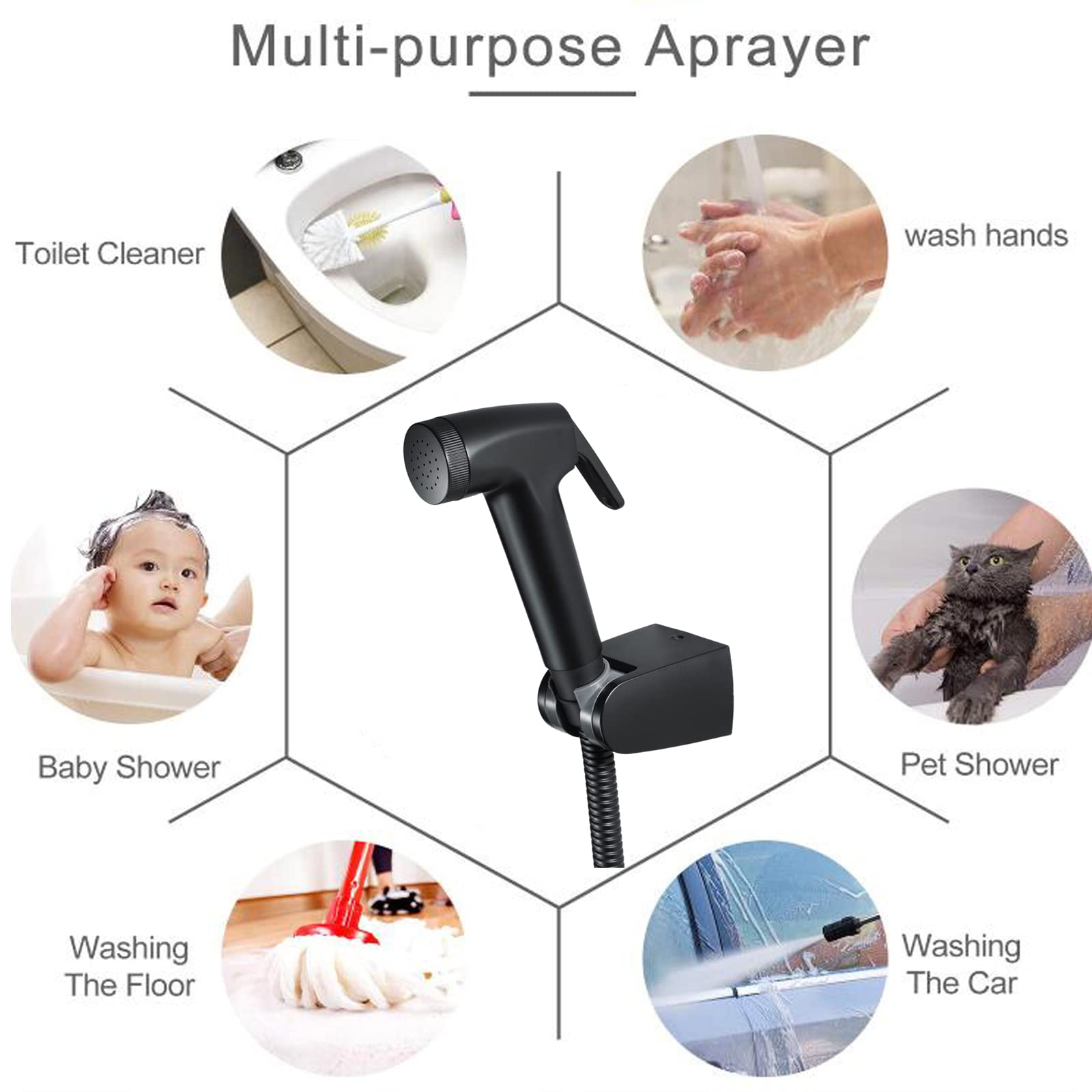 Kit Douchette WC, Doré Douchette Toilette WC Multifonctionnel Bidet Toilette Haute Pression Pulvérisateurs de Bidet à Main Mural Kit Hygiene WC pour Hygiène Personnelle