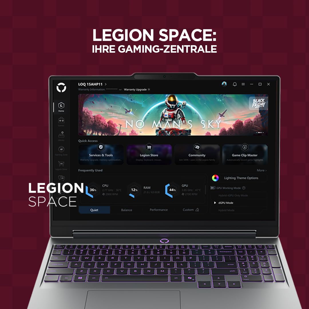 Lenovo LOQ Gaming AI Laptop | 15.3" WUXGA 165Hz Display | AMD Ryzen 7 250 | 16GB RAM | 1TB SSD | NVIDIA GeForce RTX 5060 | Windows 11 | QWERTZ | Grau | 3 Monate GamePass