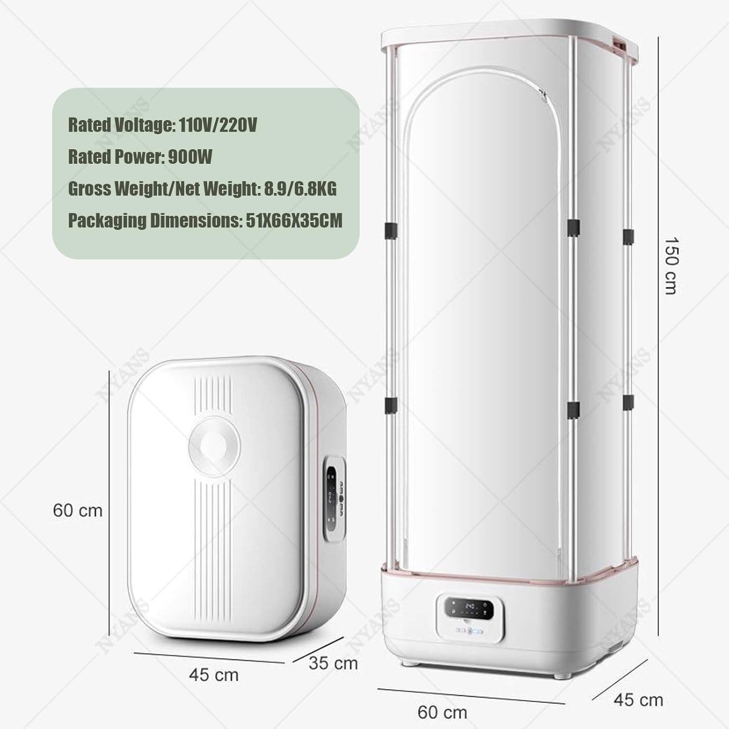 NYANS Electric Steam Clothes Dryer, Collapsible Automatic Wireless Dryer, Vertical Steam Dry Clean Closet for Home, for Clothes & Fabric, with Remote One-Key Care, Quick-Drying Steam