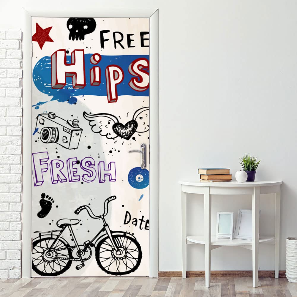 Autocollants pour portes faciles à poser sans bulles avec le motif Cartoon 2 en PVC