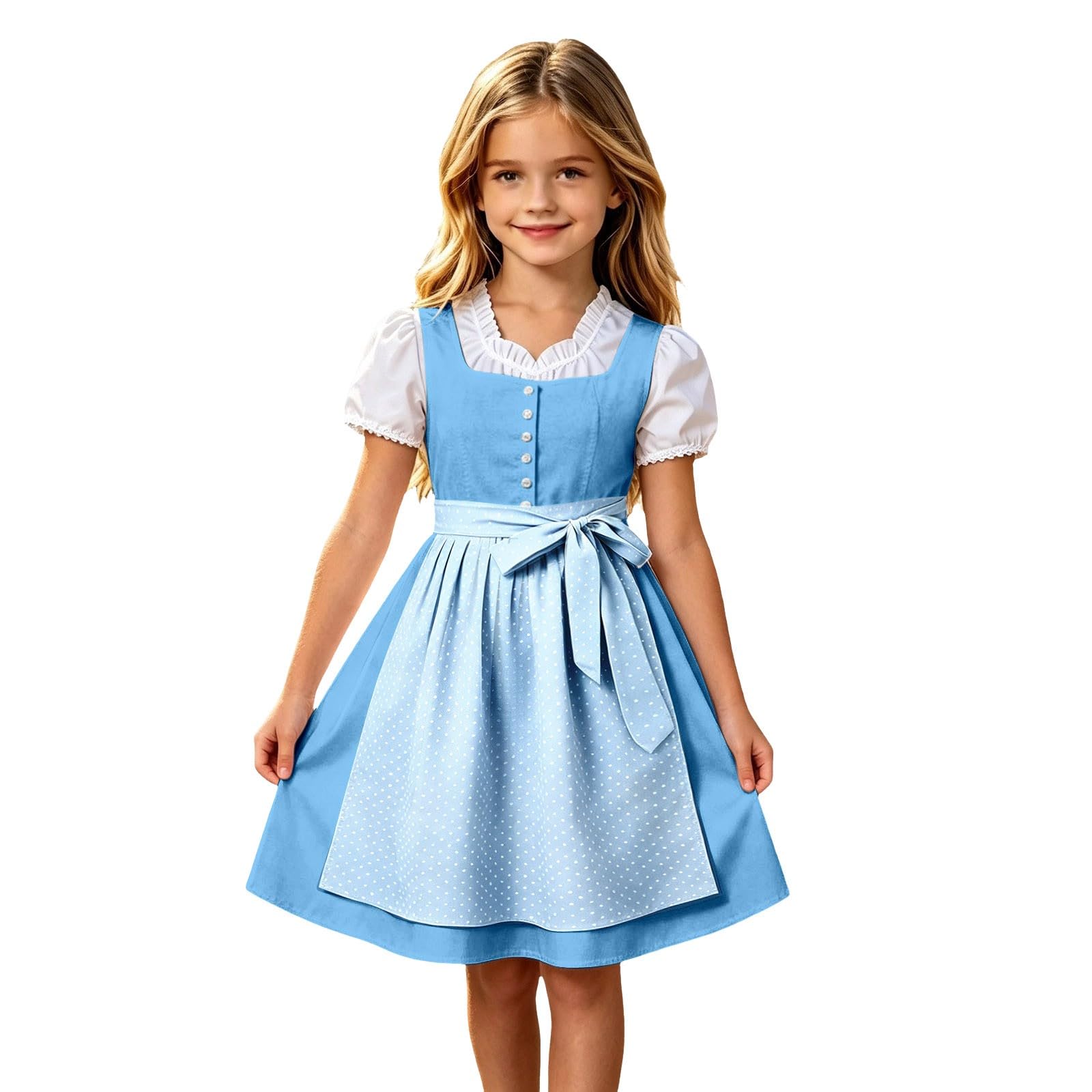 Girls Oktoberfest Costume Bavarian Beer Festival Dirndl Dress with Apron — image 1