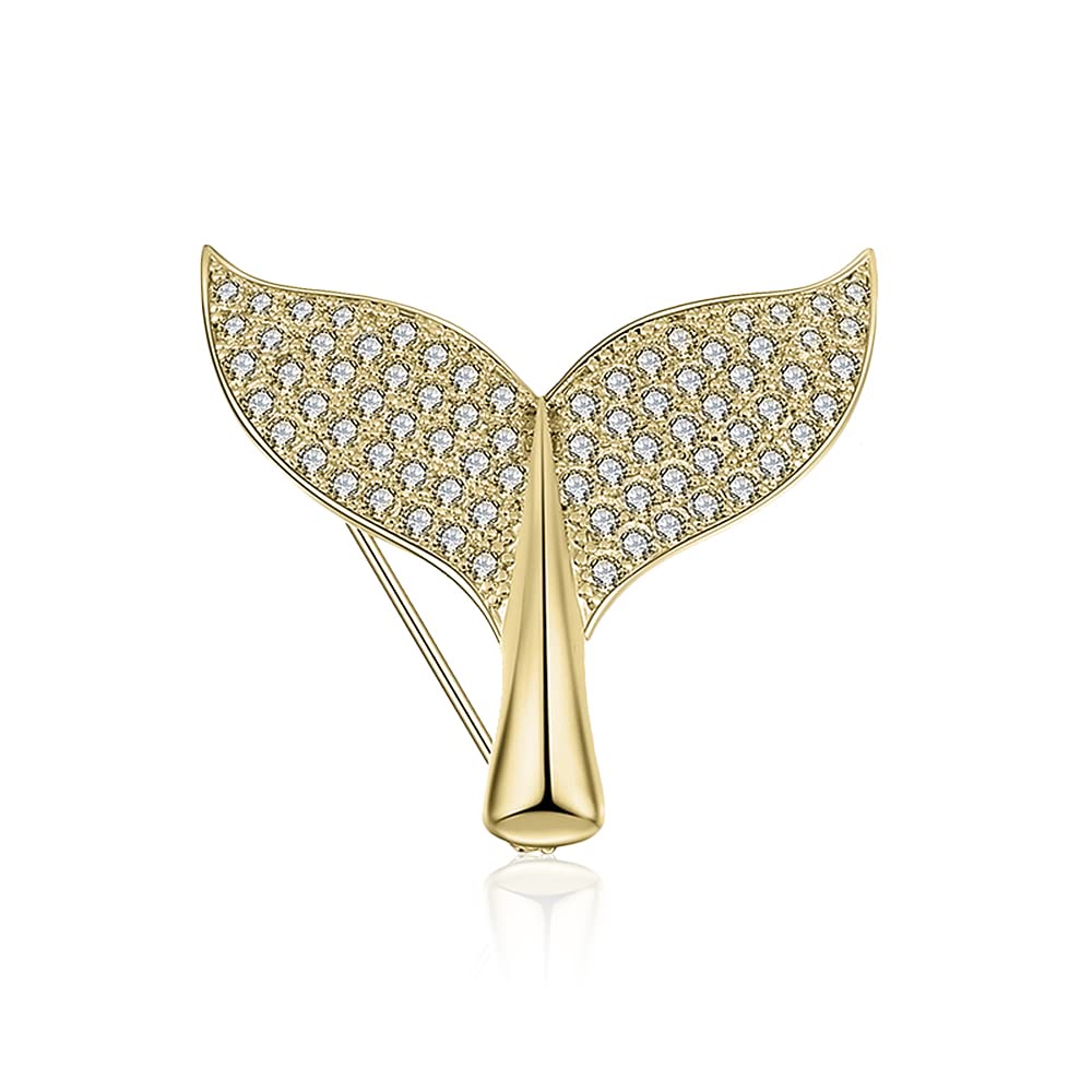 Tail Brooch Pin Corsage, Sweater Dress Shawl Elegant Jewelry Accessory Decor for Wedding Birthday Party Christmas Gift (Gold)