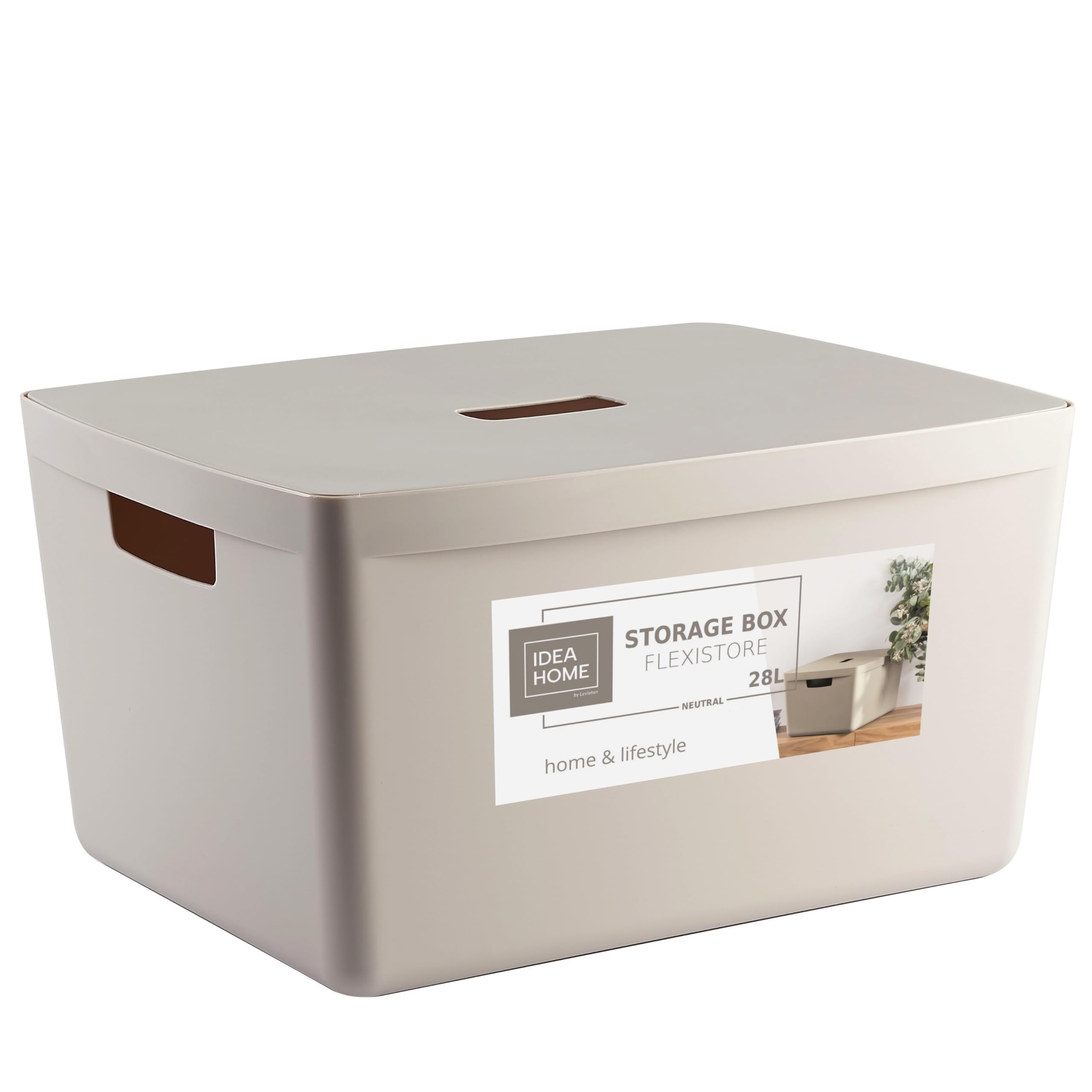 IDEA HOME Plastic Storage Box with Lid - Storage Boxes - Storage Organiser - Really Useful Boxes for Storing Various Items in the Living Room, Bedroom or Bathroom, 28L