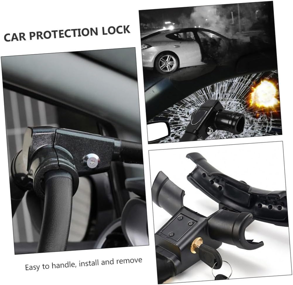 T-Shape Car Steering Wheel Lock Anti- Device for Cars and Light Trucks with Rocket Cylinder Black – Practical Prevention Locking Security
