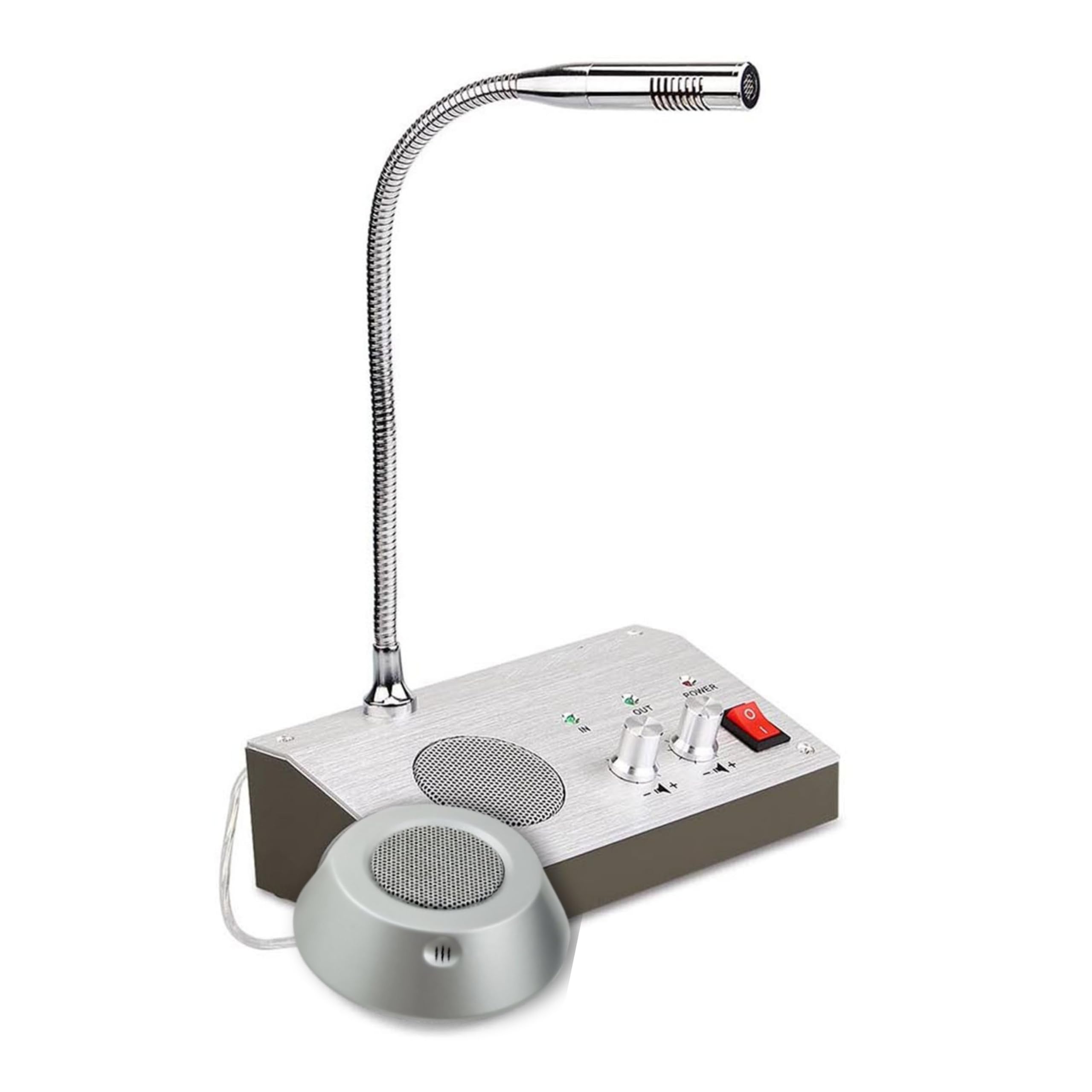 YASTA Interfono Ufficio Vivavoce per Sportelli Microfono Base e Altoparlante a 2 Vie per Banca Ospedale Compro Oro Sportello Ticket Cassa plug & in