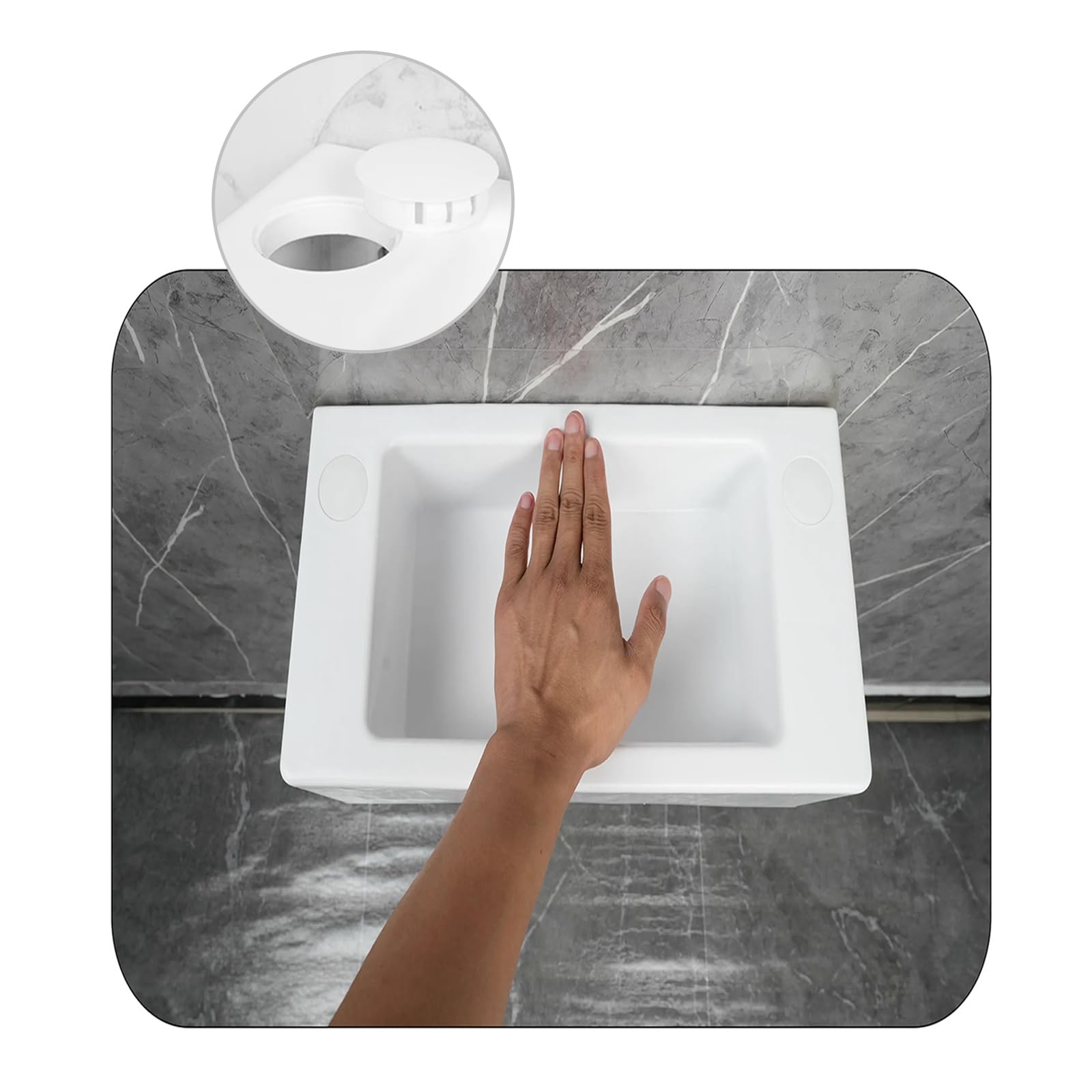 Mini lavabo de salle de bain en plastique pour caravane, camping-car, bateau,avec pompe,40x20x11cm/33.5x29x13cm(WxDxH),stable et résistant aux fissures,Blanc (B)