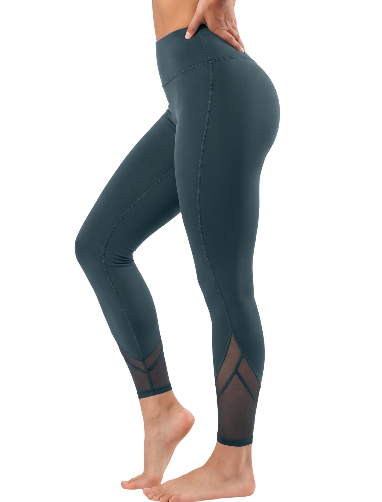 Yvette Leggings Damen Sport Lange Sporthose High Waist Sportleggins, Dunkelgrau, S
