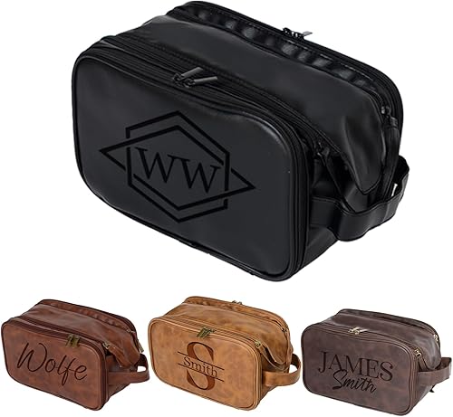 Neceser personalizado para hombres, padrinos de boda personalizados de piel sintética, kit de afeitado, regalos hechos a mano para el día del padre,