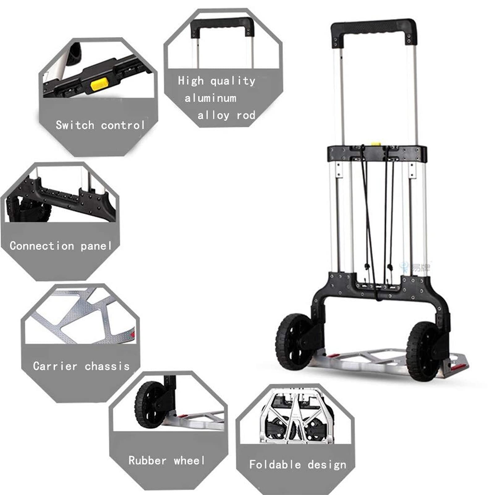 Camion Chariot Pliant Camion À Main Chariot À Bagages Petit Chariot Épicerie Ménage Extérieur Mobile Cadeau (Couleur : Blanc, Taille : 79 * 48 * 6CM(31 * 19 * 2IN))