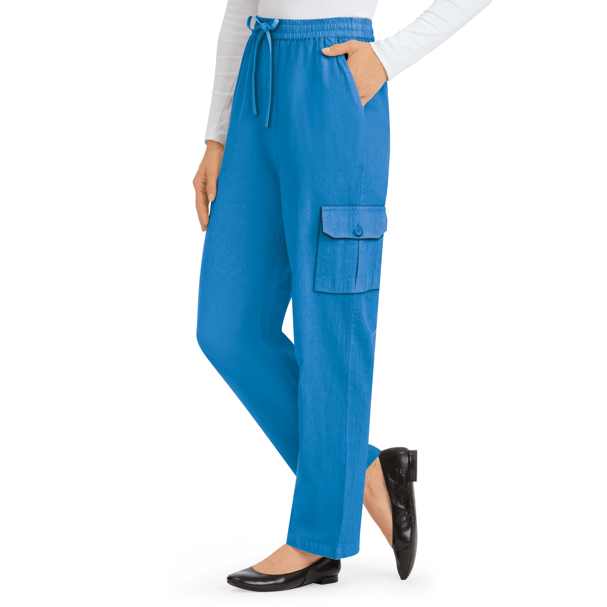Collections Etc Comfortable Double Cargo Pocket Elasticized Drawstring Pants