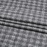 AHANDMAKER Tela de tweed gris, 59 x 39 pulgadas, fibra y lana a cuadros, tela de tweed de tartán para manualidades, costura, vestido, bolso, abrigo, disfraces, accesorios, decoración de tapicería
