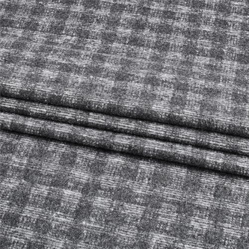 Tissu tweed gris tissu tissé à carreaux en fibre et laine pour couture de manteau et robe