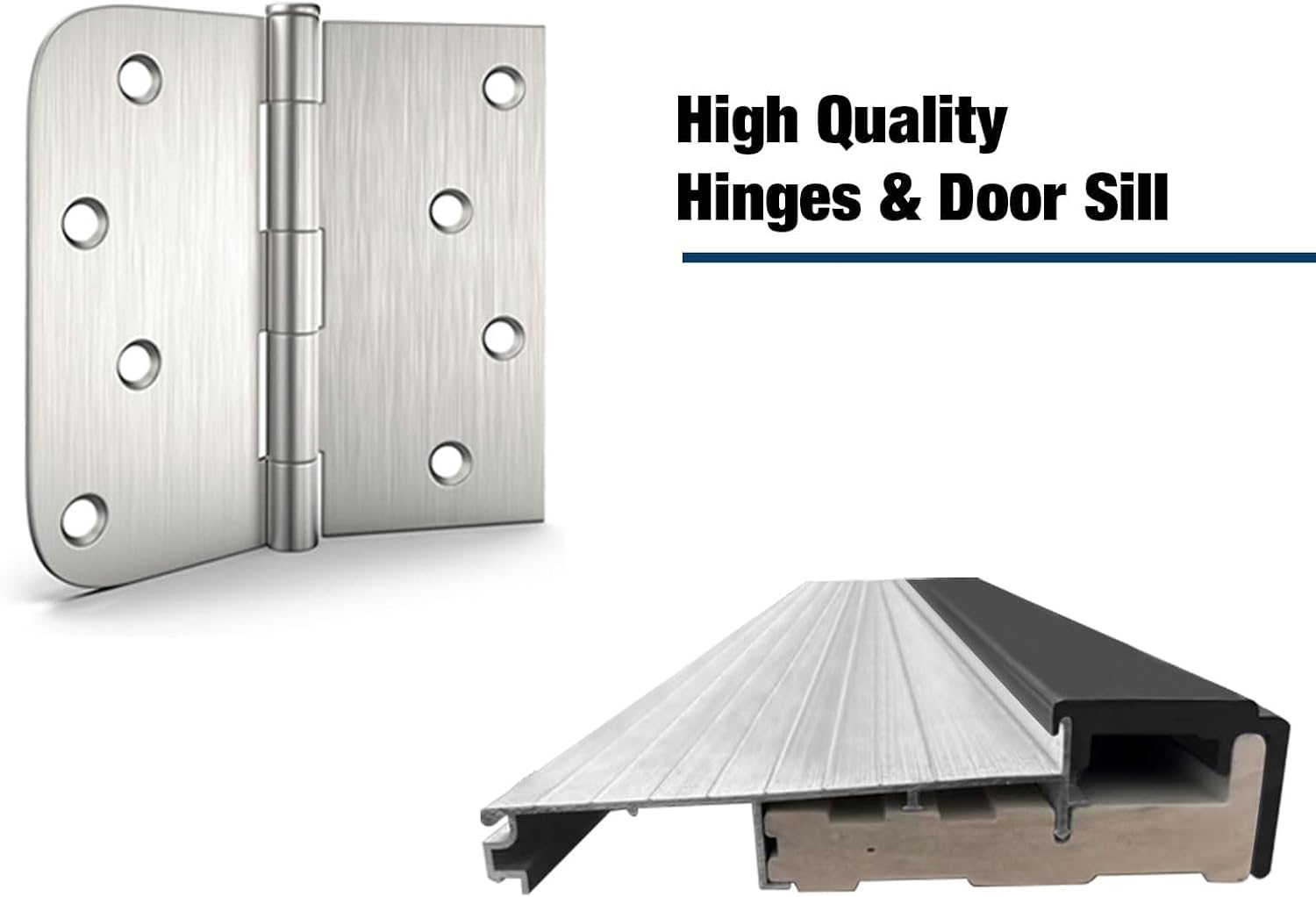 36 x 80 Fiberglass Entry Door, Brickmould & 4-9/16 White Vinyl Frame, Frosted Glass Black Flush Panel Brushed, Knock-Down, Modern V-Groove Flush Panel Front Door for House, Right Hand Inswing