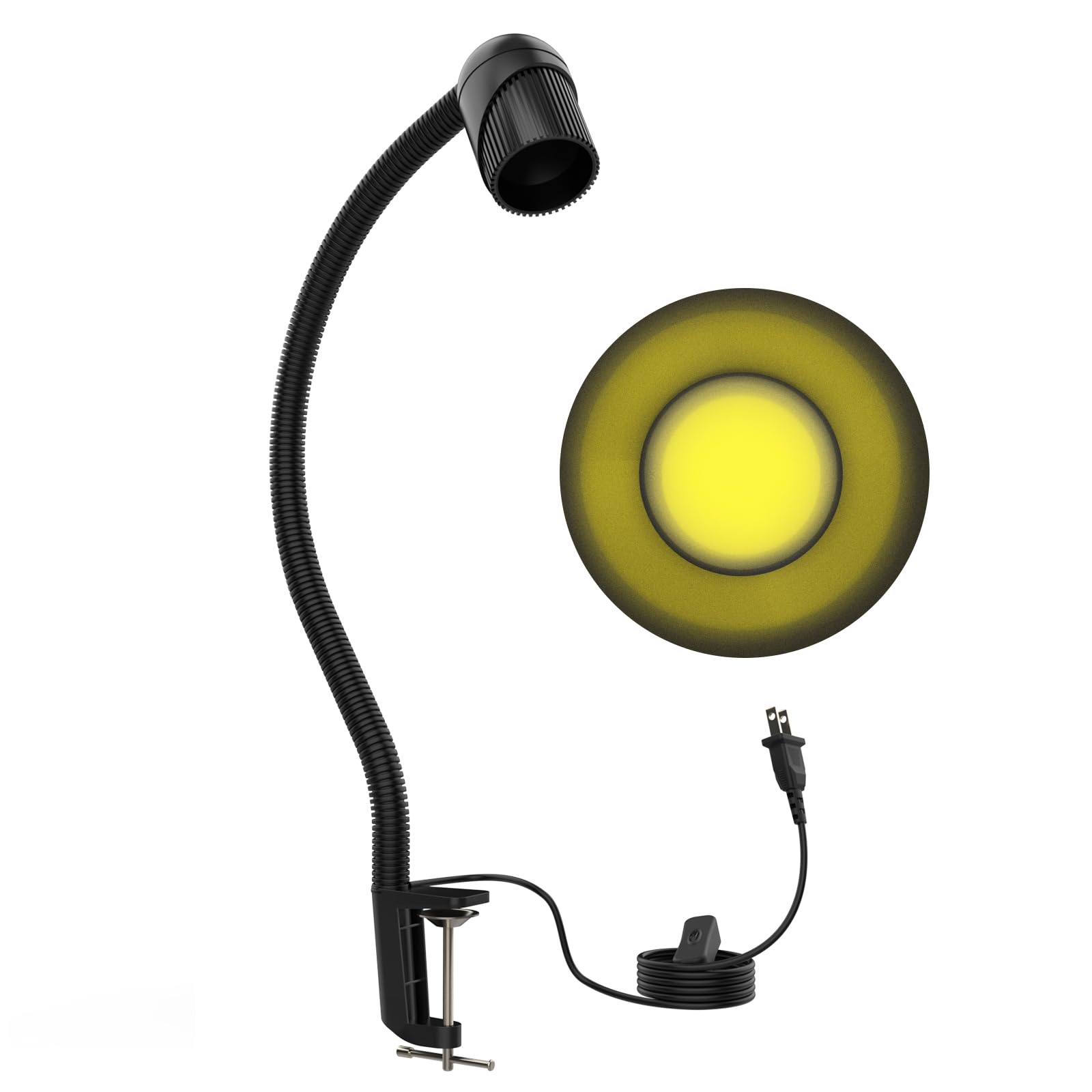 Nueva luz de abrazadera, luz de máquina de torno de 18 W, luz de trabajo flexible de 2160 lúmenes para fresadora CNC, iluminación de prensa de taladro (base de clip)