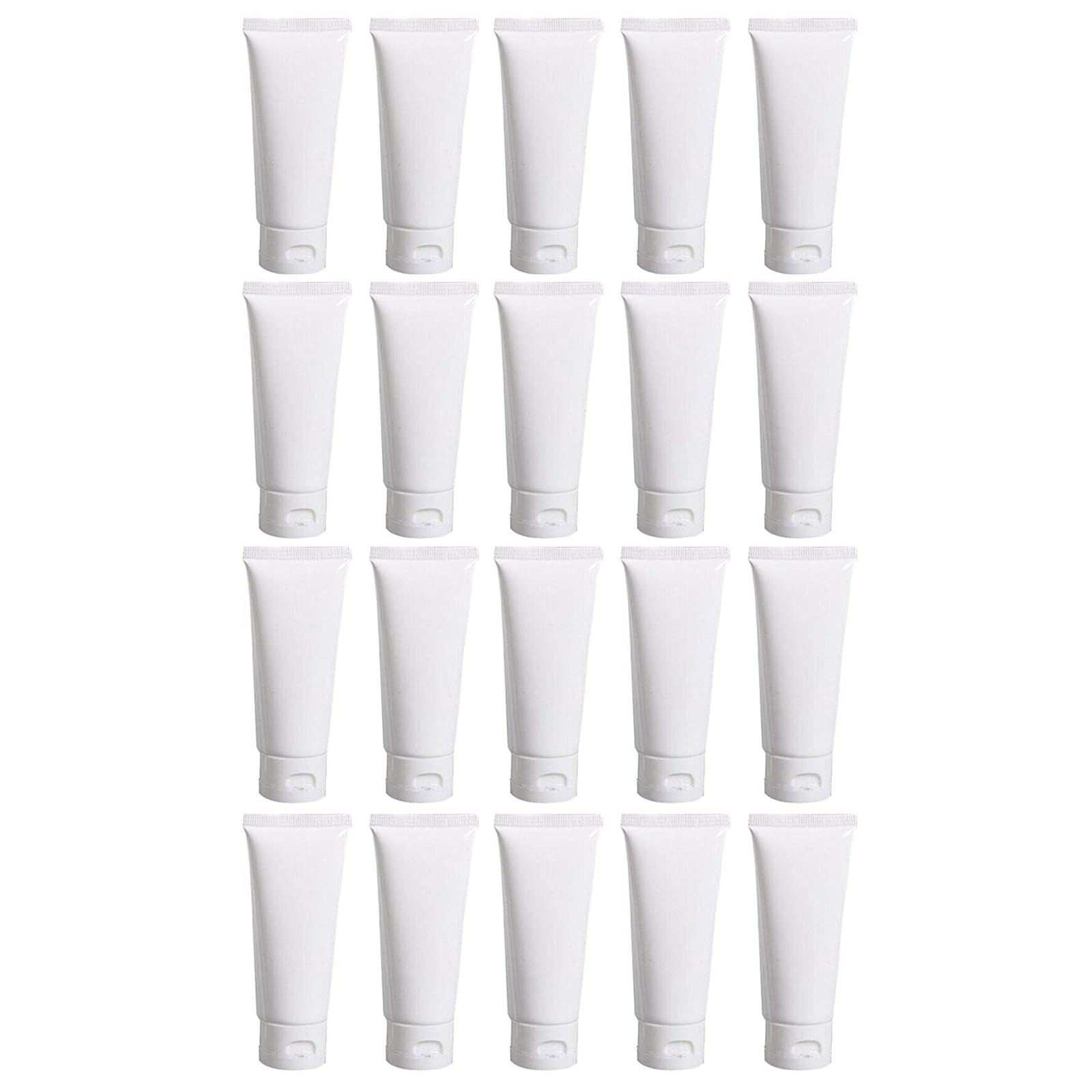 Vasana White 20Pcs 50Ml Empty Refill Plastic Cosmetic Lotion Tubes Bottles Shampoo Facial Cleanser Makeup Sample Soft Container Tube Bottle Vial Jar Pot Case With Flip Cap