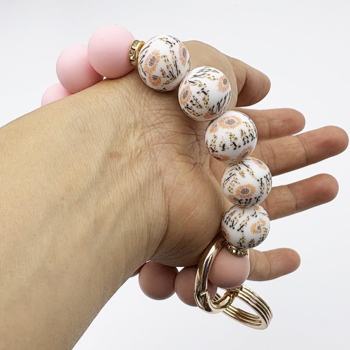 Unpafcxddyig Silicone Bracelet Key Ring Beads Keychain Bracelet Women Wristlet Key Holder Bangle Chains - Image 3